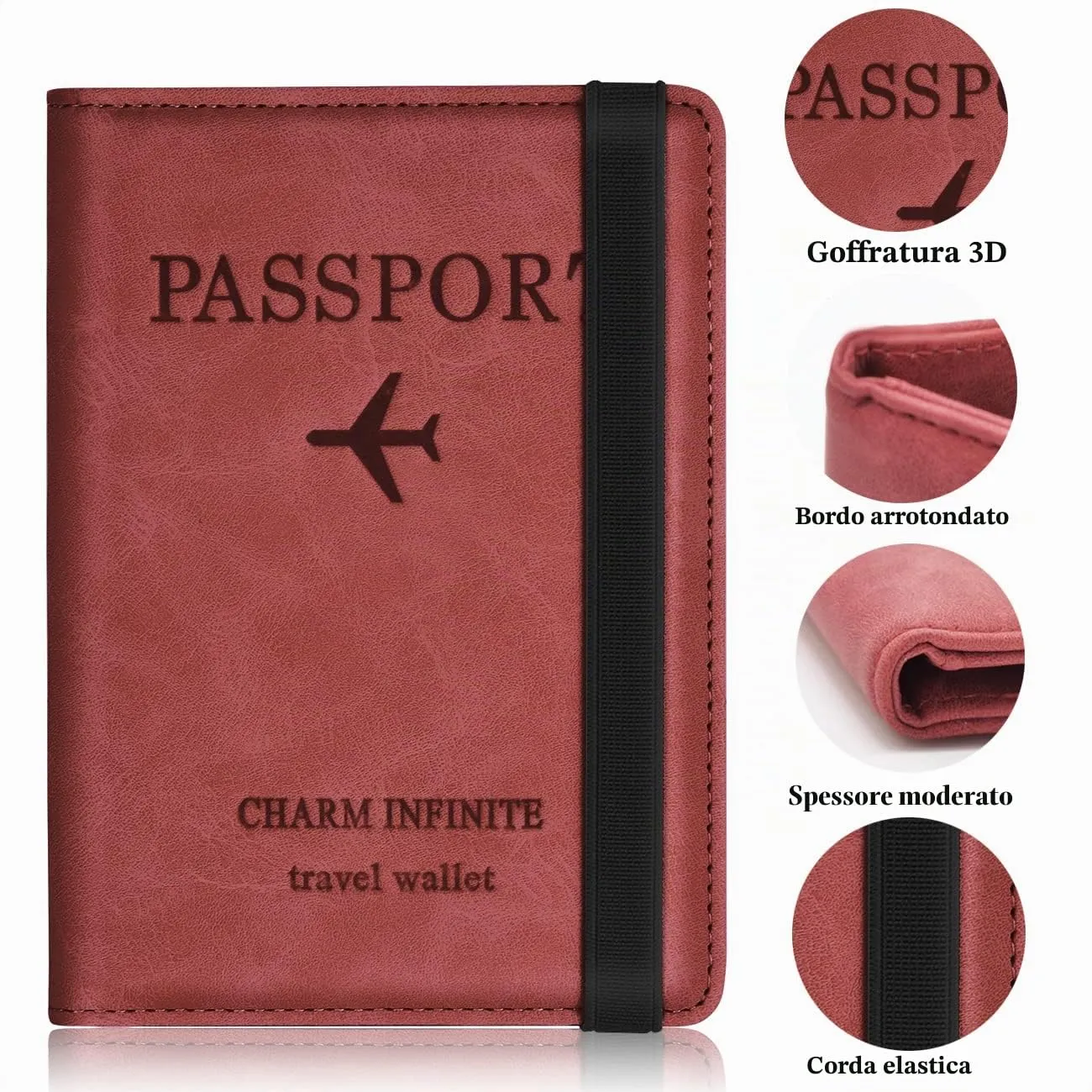 Toctax Custodia per Passaporto con Blocco RFID, 150mm x 110mm (Rosso) - immagine 4