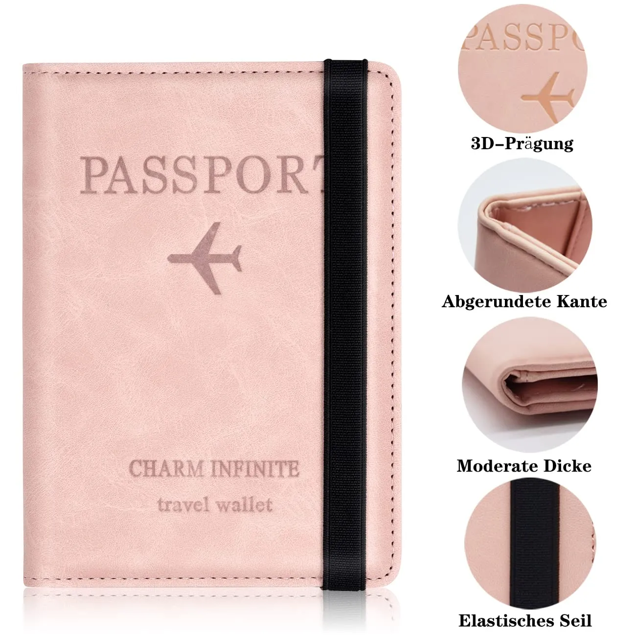 Toctax Custodia per Passaporto con Blocco RFID, 150mm x 110mm (Rosa) - immagine 4