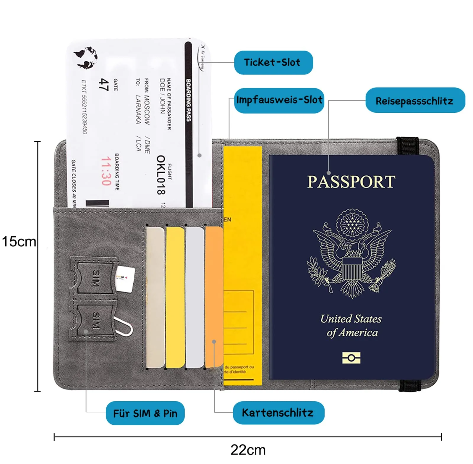 Toctax Custodia per Passaporto con Blocco RFID, 150mm x 110mm (Rosa) - immagine 5
