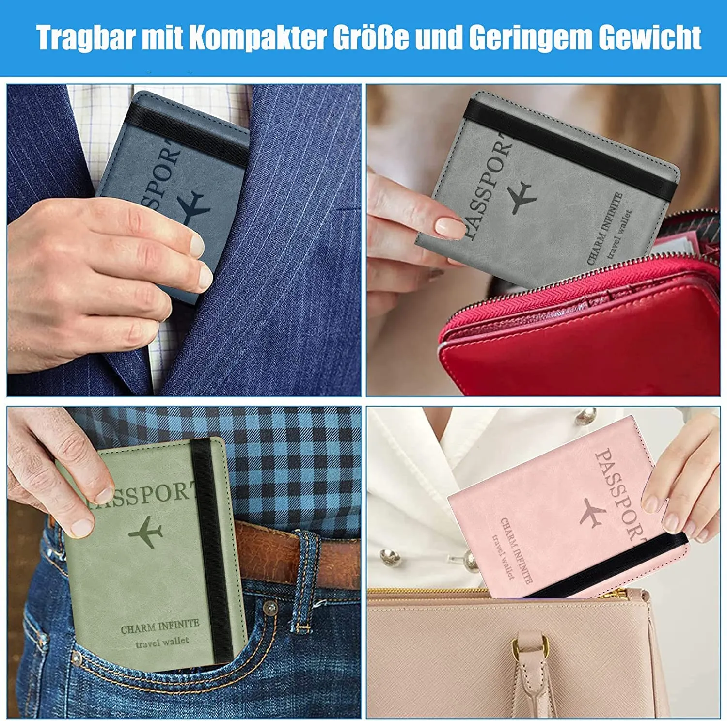 Toctax Custodia per Passaporto con Blocco RFID, 150mm x 110mm (Rosa) - immagine 6