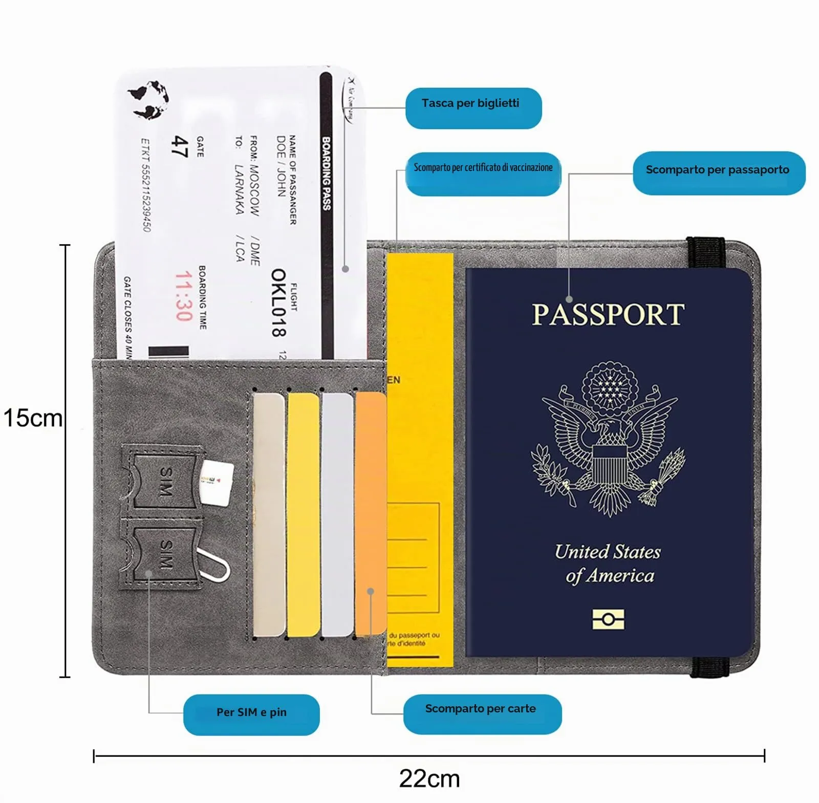 Toctax Custodia per Passaporto con Blocco RFID, Marrone - immagine 5