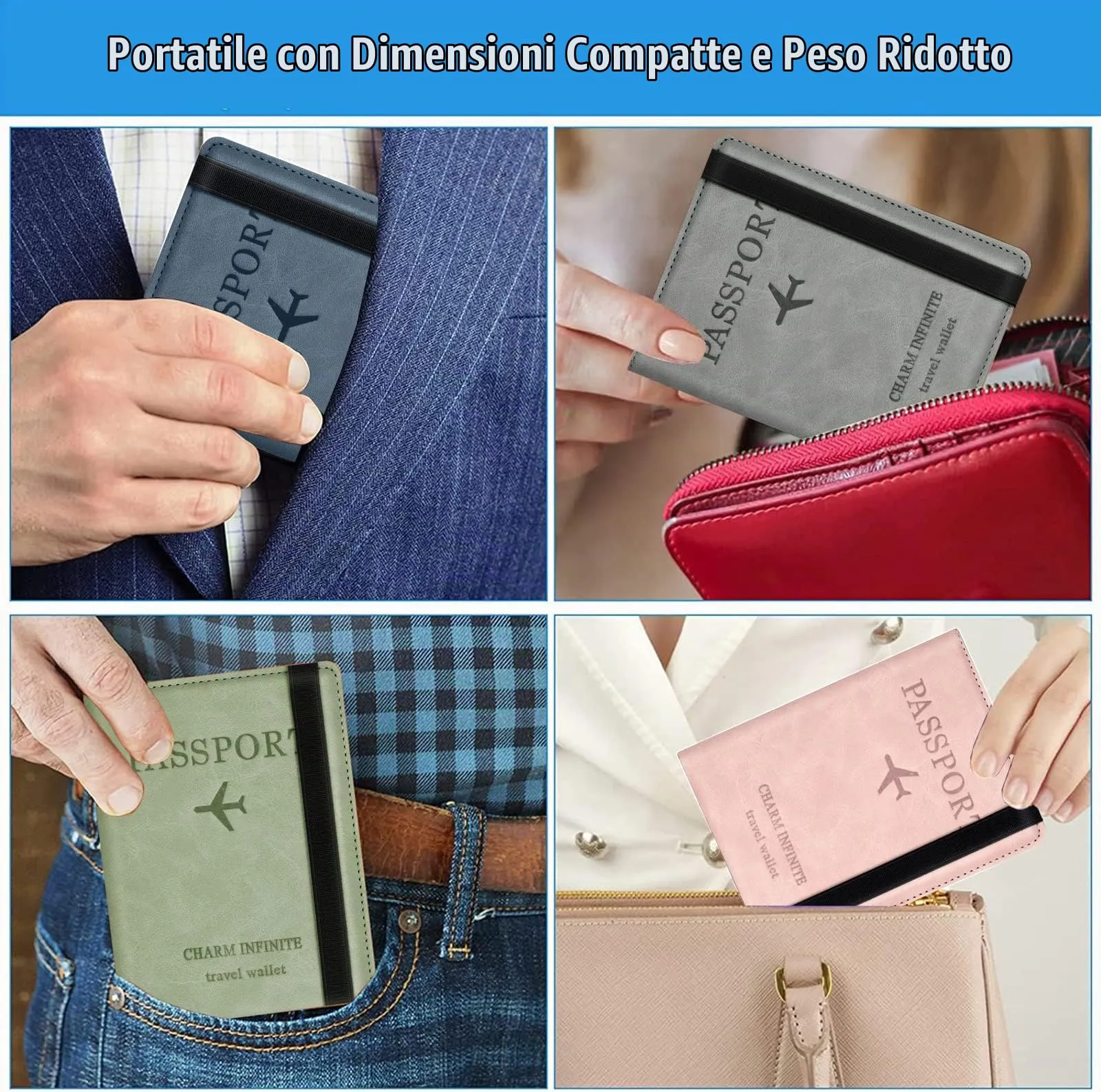 Toctax Custodia per Passaporto con Blocco RFID, Marrone - immagine 6