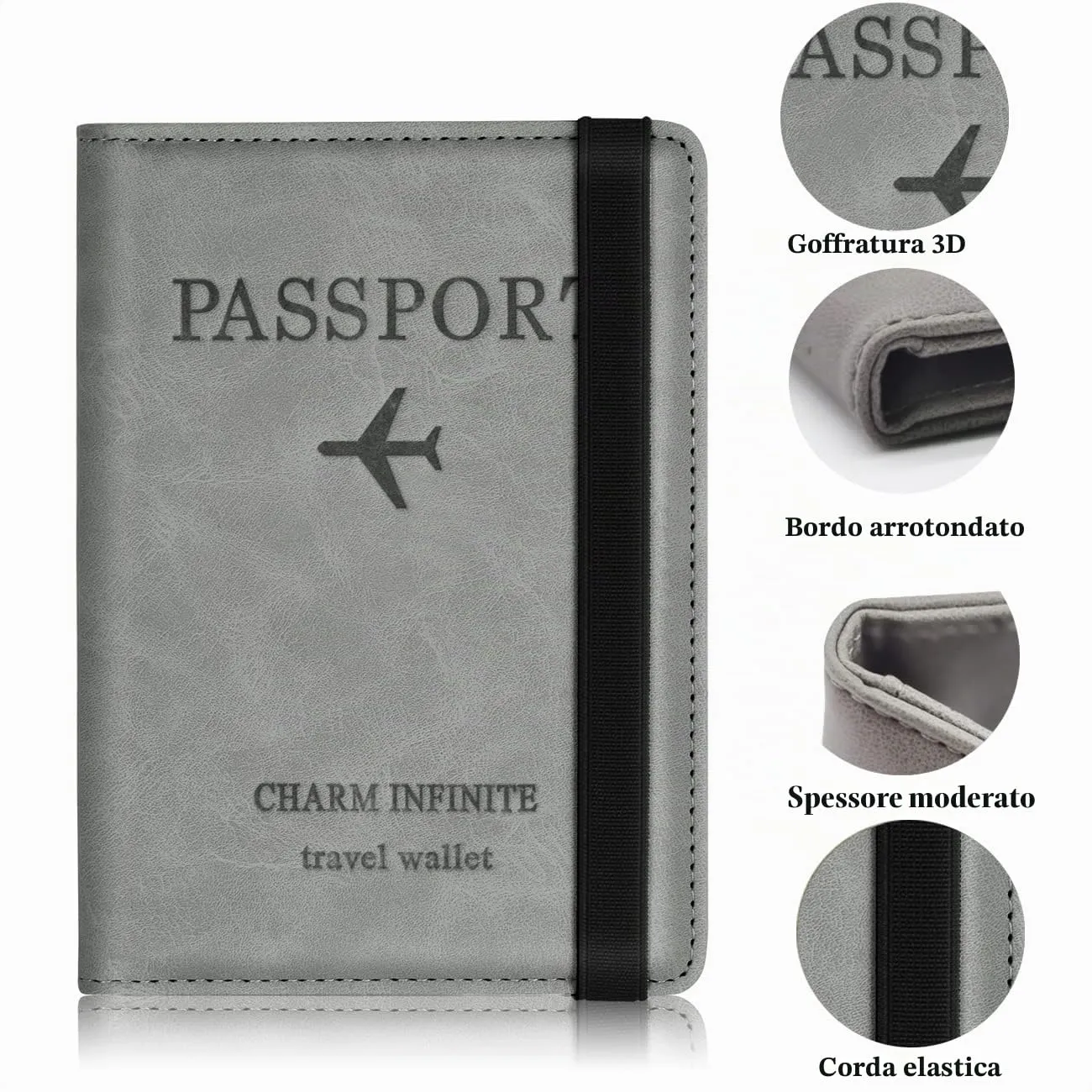 Toctax Custodia per Passaporto con Blocco RFID, Grigio - immagine 4