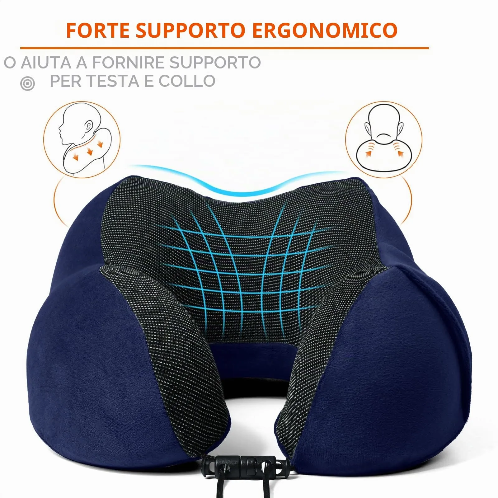 SOMLAW Cuscino da Viaggio in Memory Foam con Maschera per Dormire e Borsa per Trasporto - immagine 4