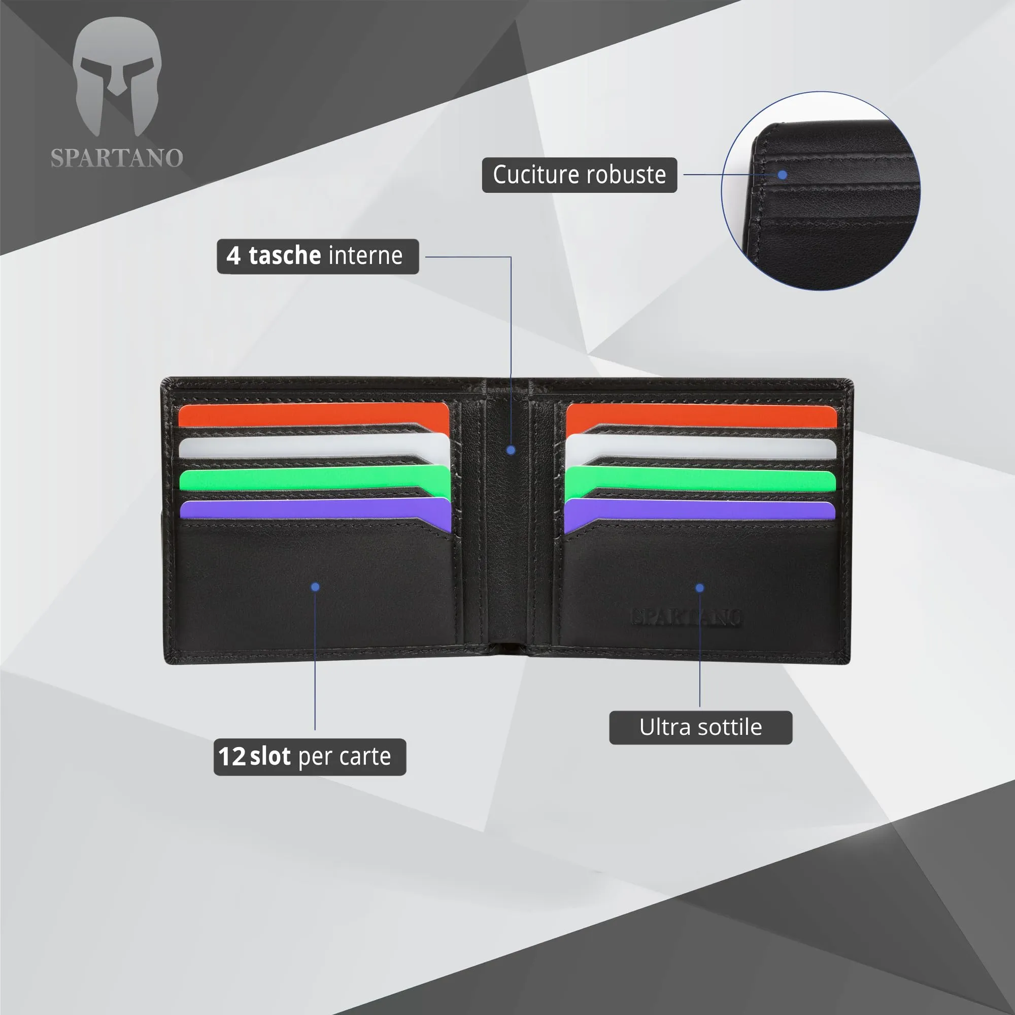 SPARTANO Zeus Portafoglio Uomo Slim con Protezione RFID - immagine 2