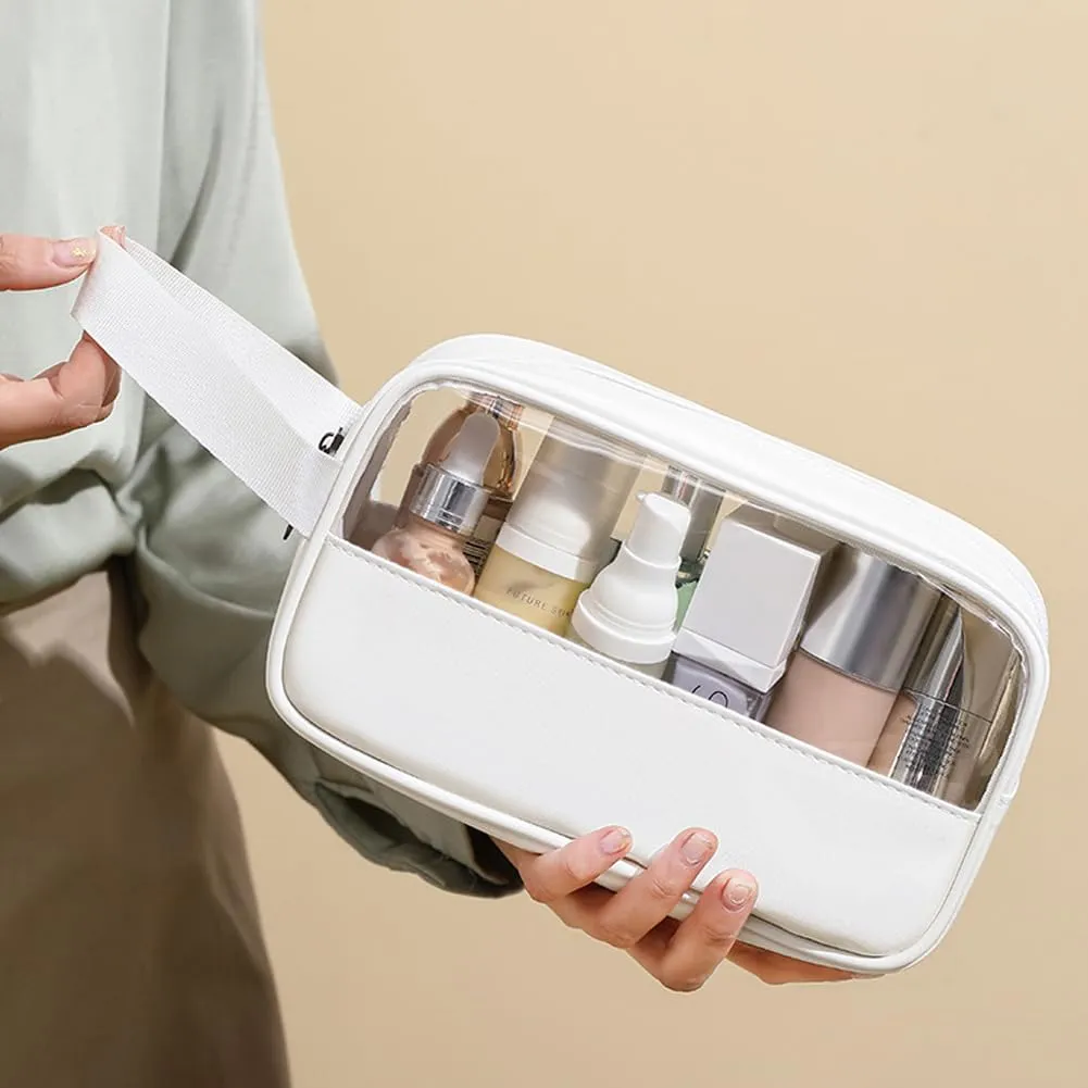 Aucuu Borse da Toilette Trasparenti in PVC, Set di 3 Pezzi, Beauty Case Impermeabile per Viaggio e Cosmetici - immagine 4