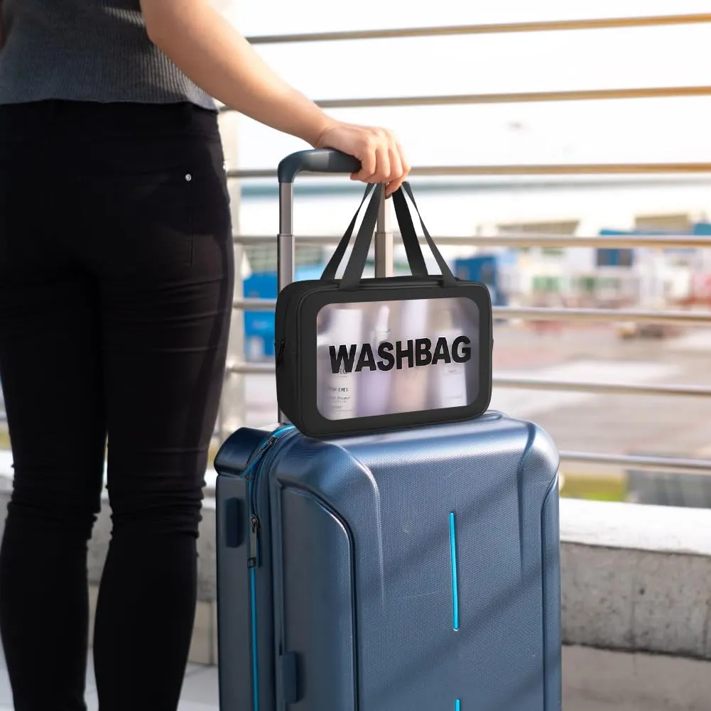 Aucuu Borse da Toilette Trasparenti in PVC e PU, Set da 4 Pezzi, Impermeabili e da Viaggio - immagine 8
