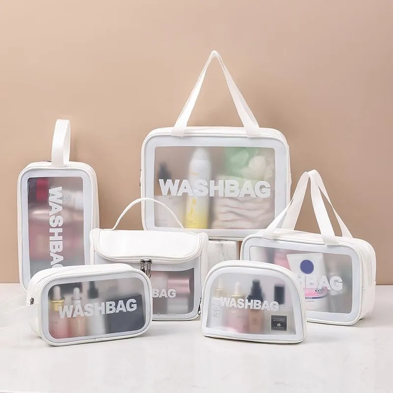Aucuu Set 6 Borse da Toilette Trasparenti in PVC e PU Impermeabili - immagine 5