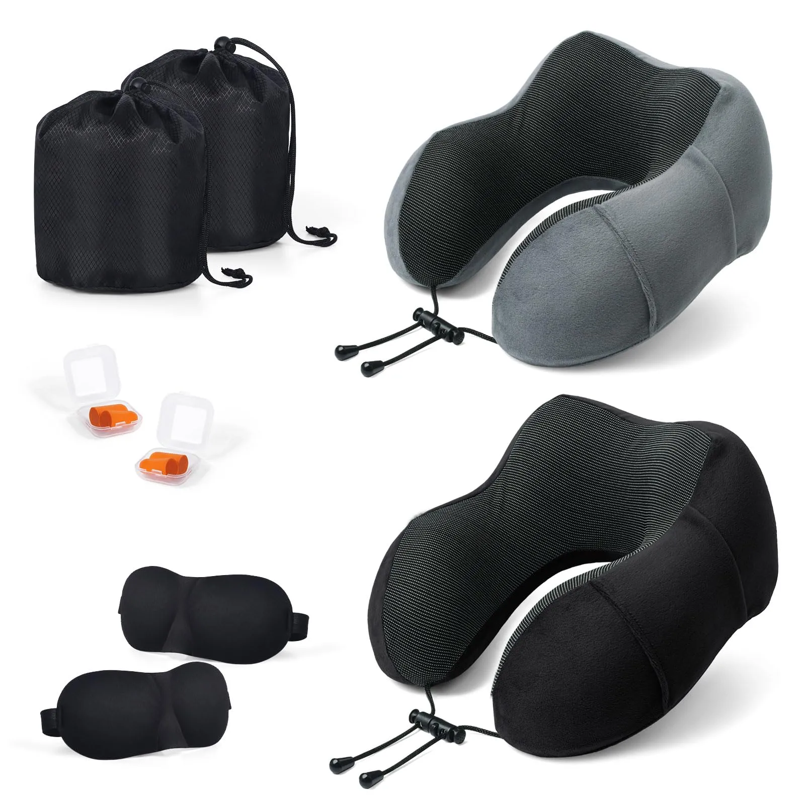 SOMLAW Set 2 Cuscini da Viaggio in Memory Foam con Maschera per Dormire e Borsa per Trasporto - immagine 1