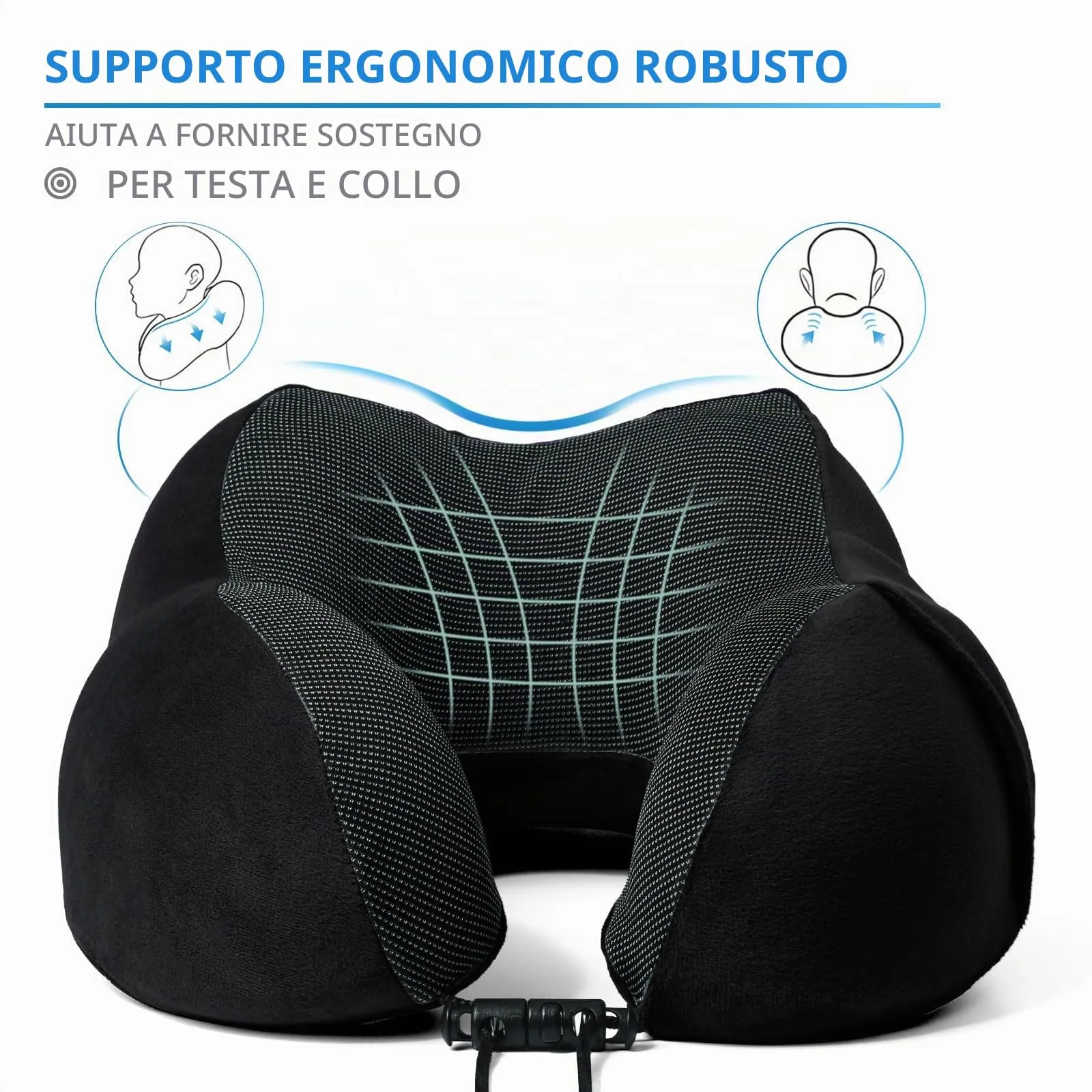 SOMLAW Set 2 Cuscini da Viaggio in Memory Foam con Maschera per Dormire e Borsa per Trasporto - immagine 4