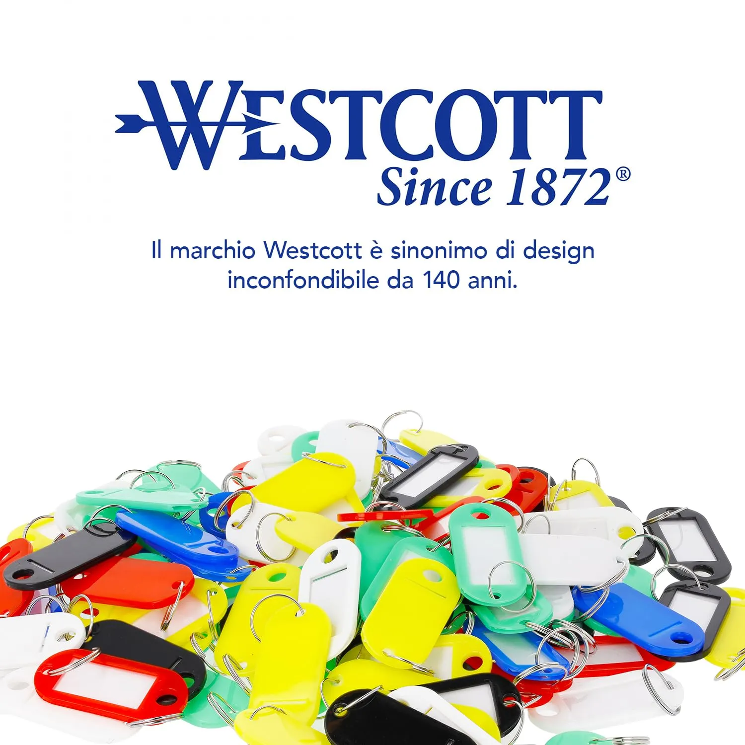 Westcott Portachiavi con etichette intercambiabili e anello metallico, 200 pezzi, E-10656 00 - immagine 6
