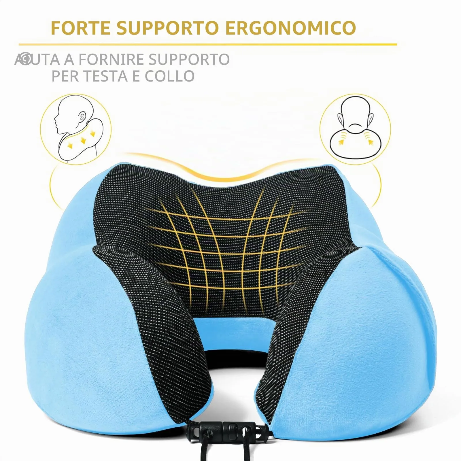 SOMLAW Cuscino da Viaggio in Memory Foam con Maschera per gli Occhi, Tappi per le Orecchie e Borsa - immagine 4