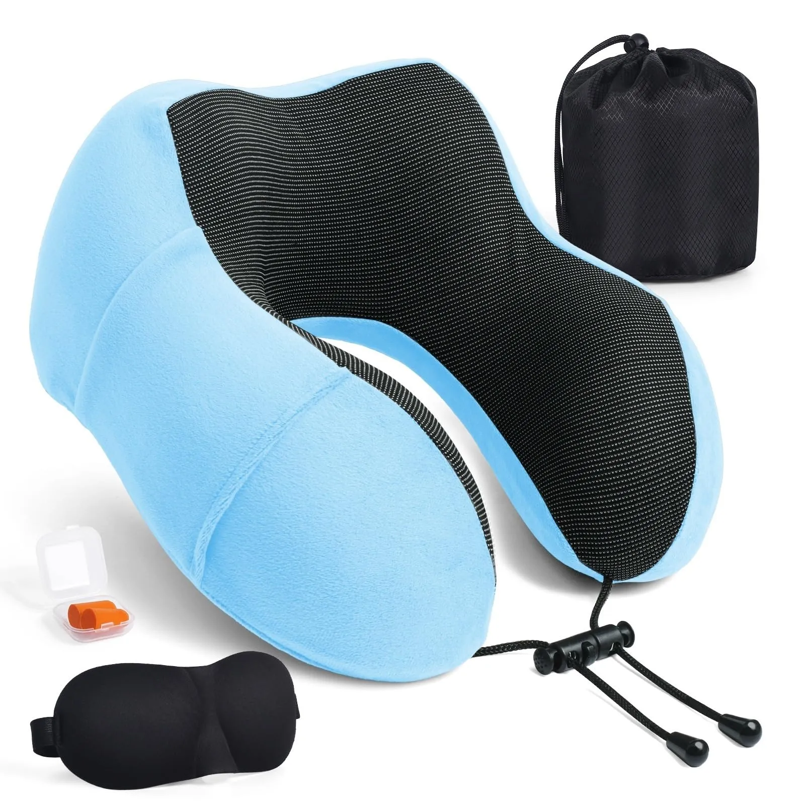 SOMLAW Cuscino da Viaggio in Memory Foam con Maschera per gli Occhi, Tappi per le Orecchie e Borsa - immagine 8