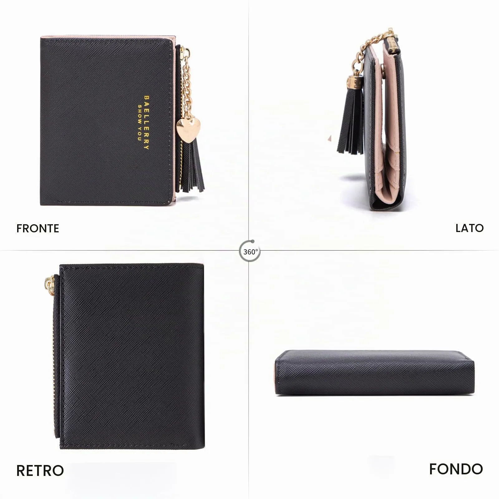 CHAOFANXI Portafoglio Donna in Pelle PU con Cerniera e Chiusura a Scatto, Grigio - immagine 2