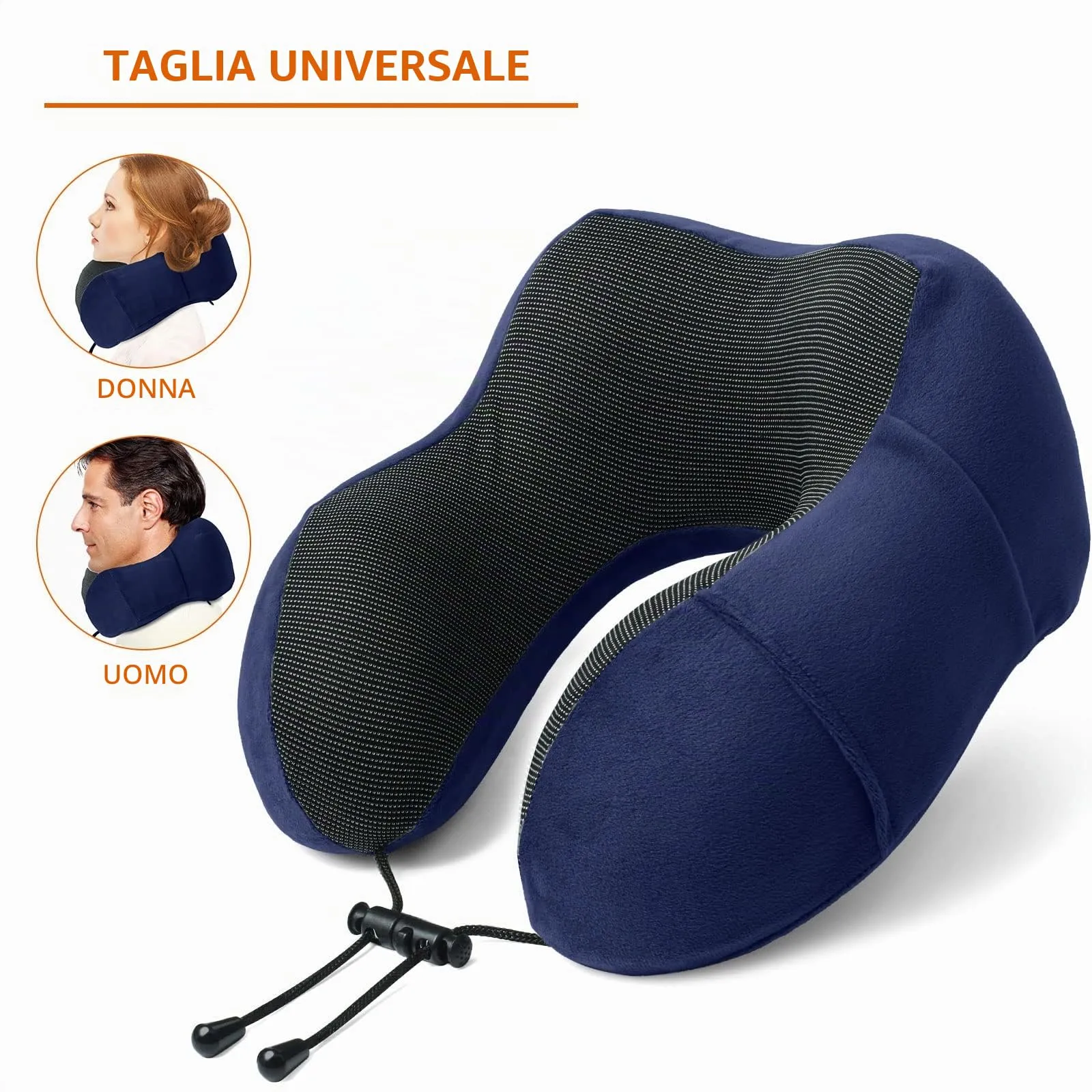 SOMLAW Cuscino da Viaggio per Collo in Memory Foam Regolabile, Set di 2 con Mascherina per Dormire, Tappi Auricolari e Borsa per Trasporto - immagine 5