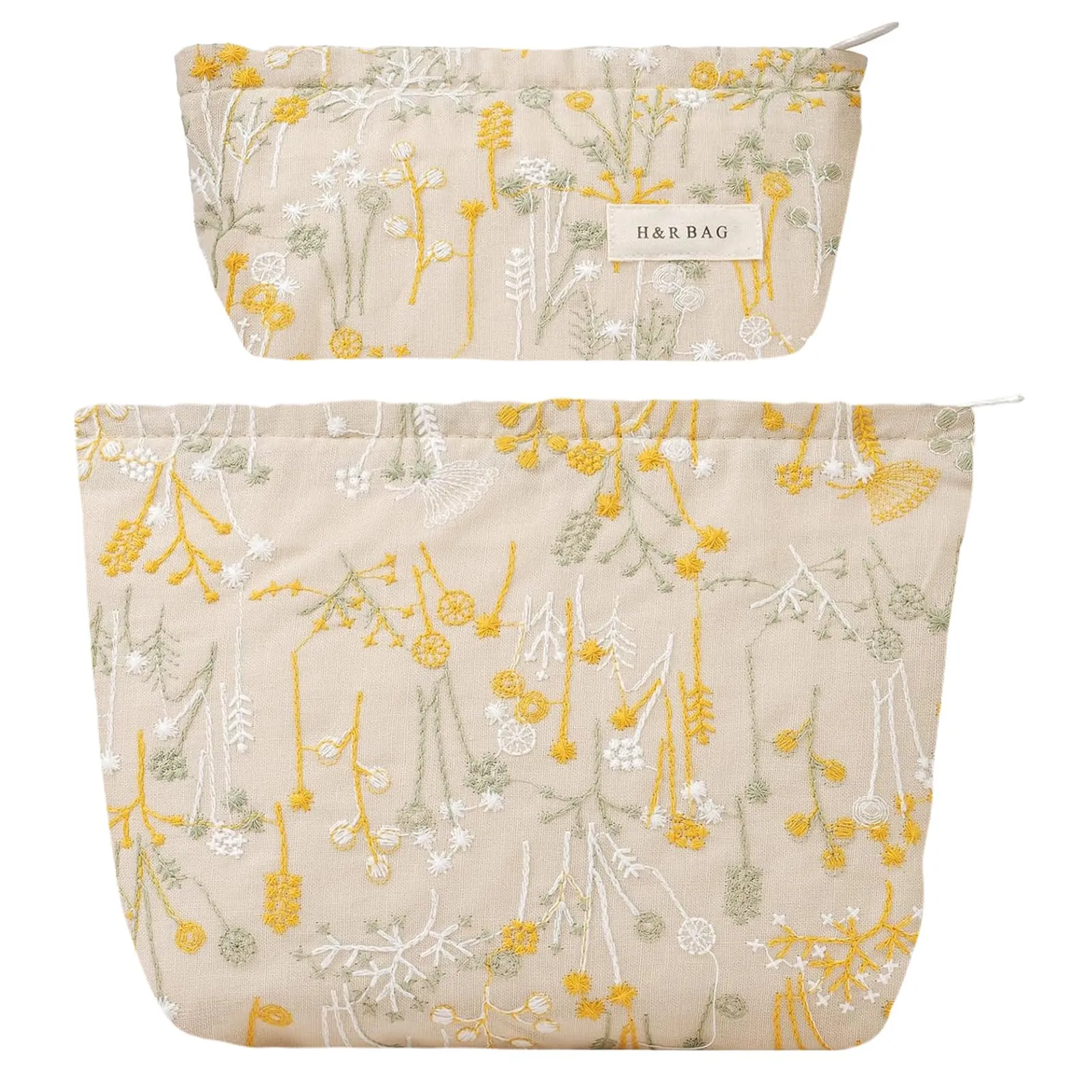 Aucuu Beauty Case Set, Ricamata Borsa Cosmetica da Viaggio, 2 Pezzi, 26x18cm e 19x10cm - immagine 1