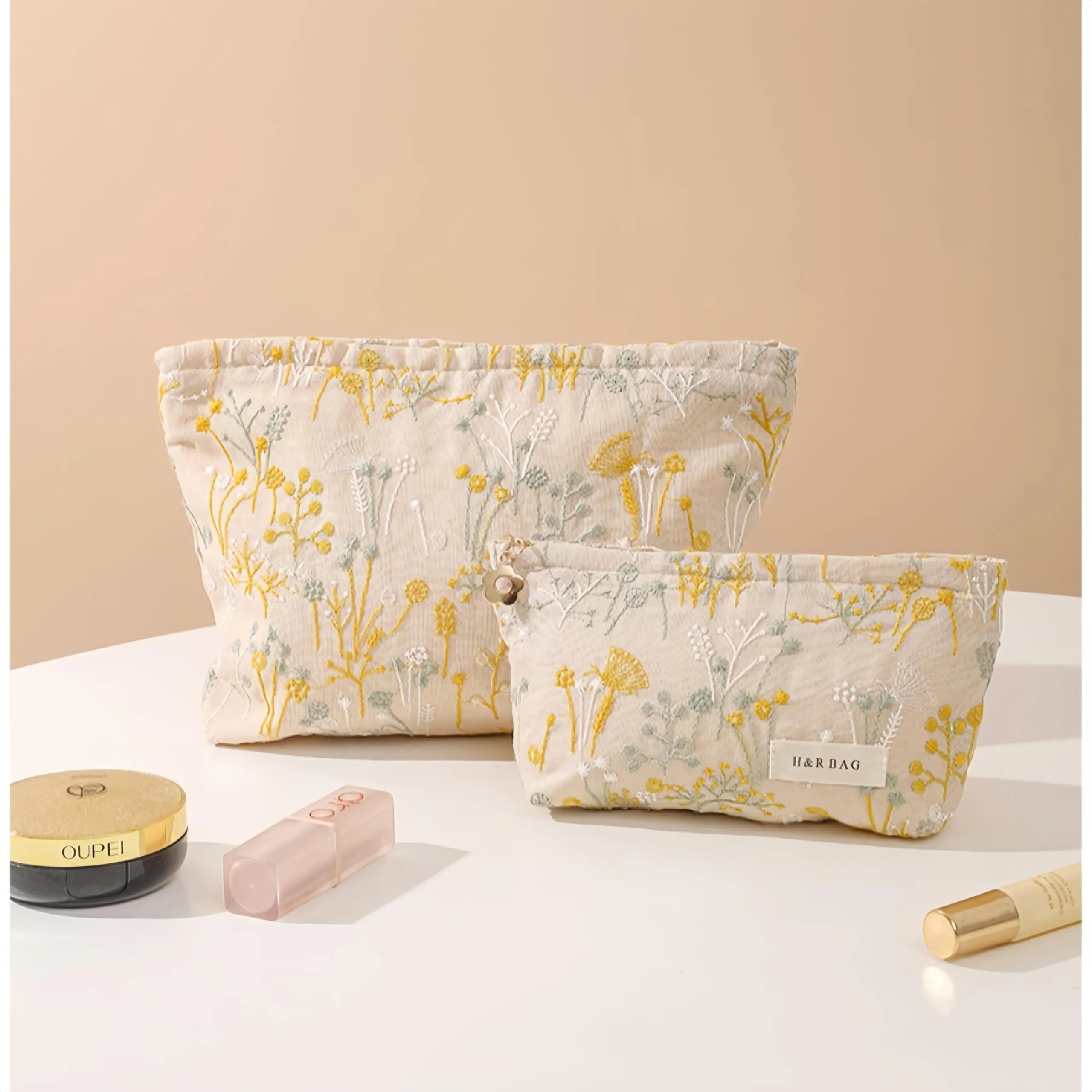 Aucuu Beauty Case Set, Ricamata Borsa Cosmetica da Viaggio, 2 Pezzi, 26x18cm e 19x10cm - immagine 7