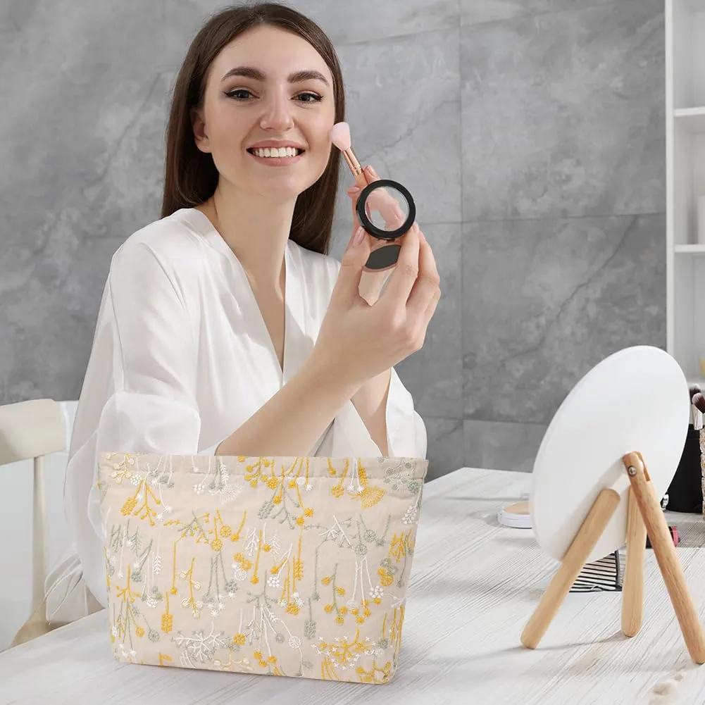 Aucuu Beauty Case Set, Ricamata Borsa Cosmetica da Viaggio, 2 Pezzi, 26x18cm e 19x10cm - immagine 8
