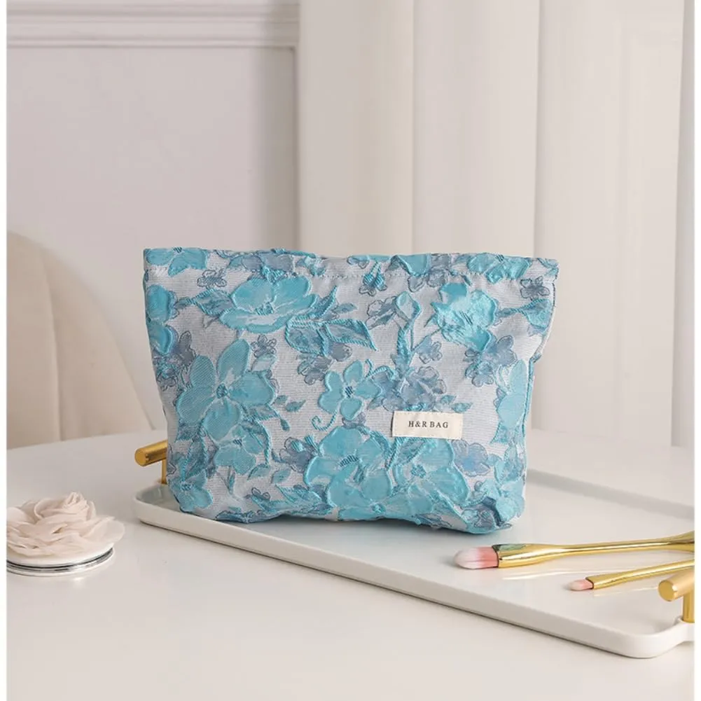 Aucuu Beauty Case Set, Borsa Cosmetica Ricamata Floreale, 2 Pezzi (26x18cm e 17x14cm) - immagine 5