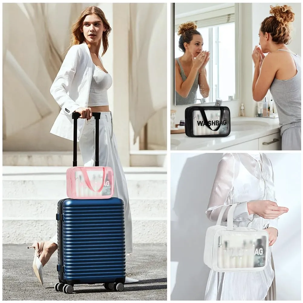 Aucuu Borse Da Toilette Trasparente in PVC e PU Impermeabile per Viaggio - immagine 7