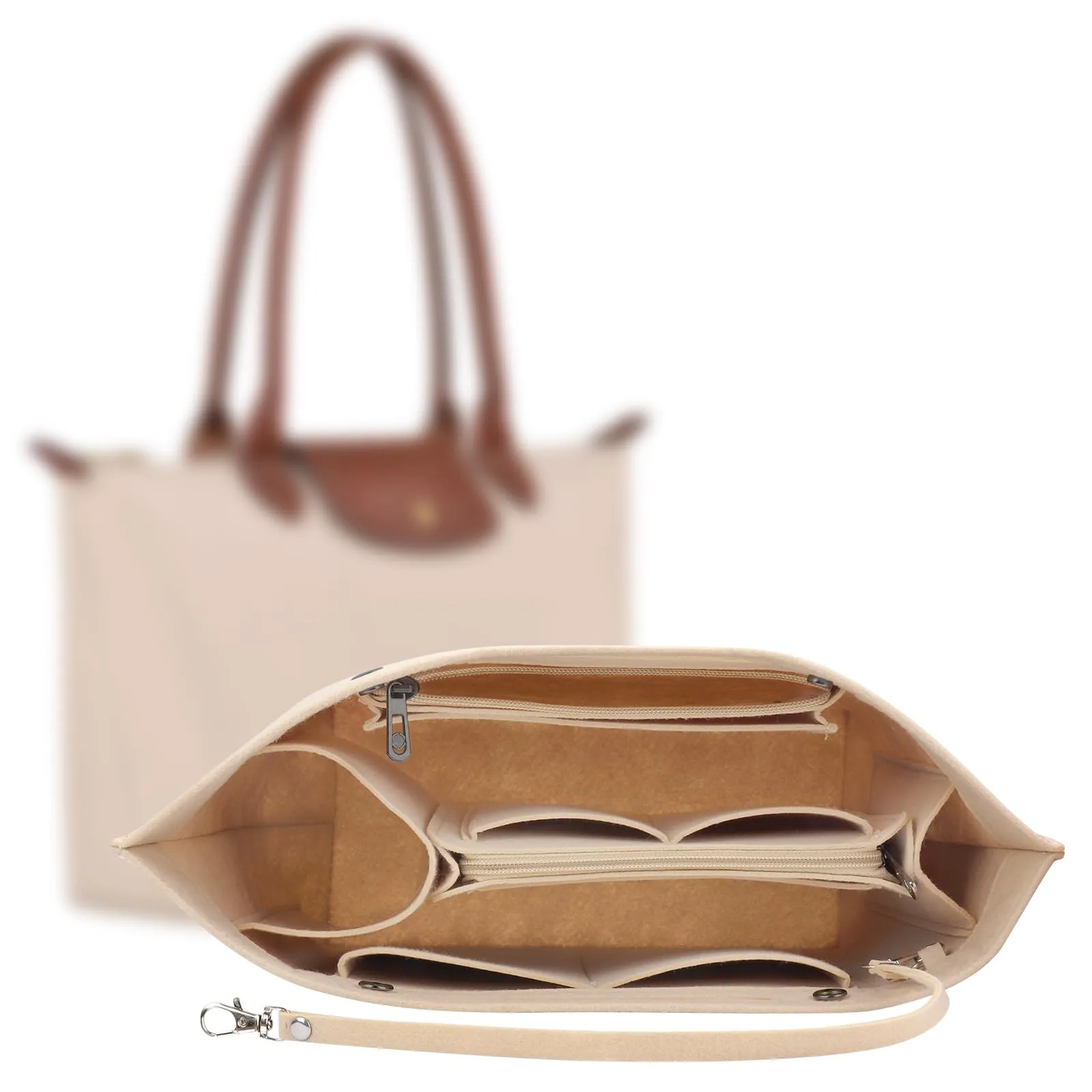 AIDUCHO Organizer in Feltro per Borse Longchamp, Beige, M - immagine 1
