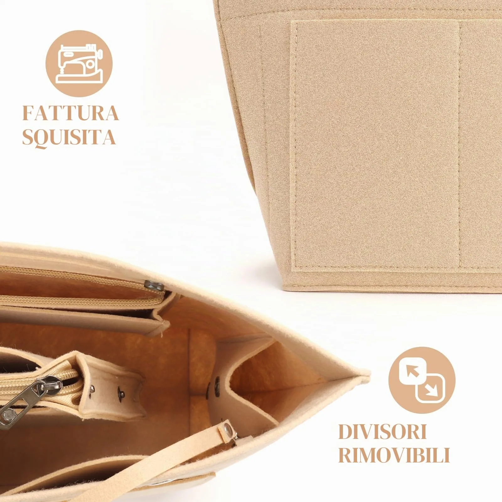 AIDUCHO Organizer in Feltro per Borse Longchamp, Beige, M - immagine 4