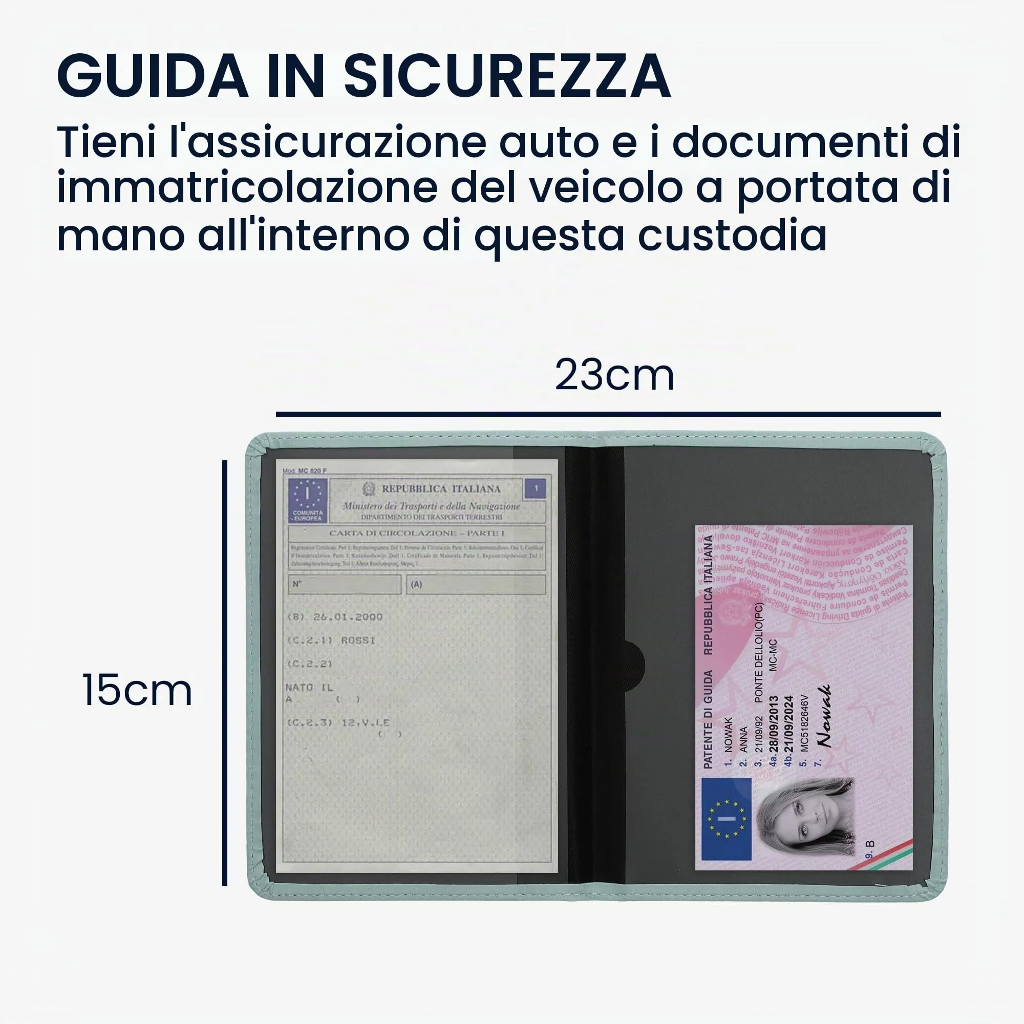 kwmobile Custodia Pelle Nabuk per Libretto di Circolazione e Patente, Artic Night - immagine 4
