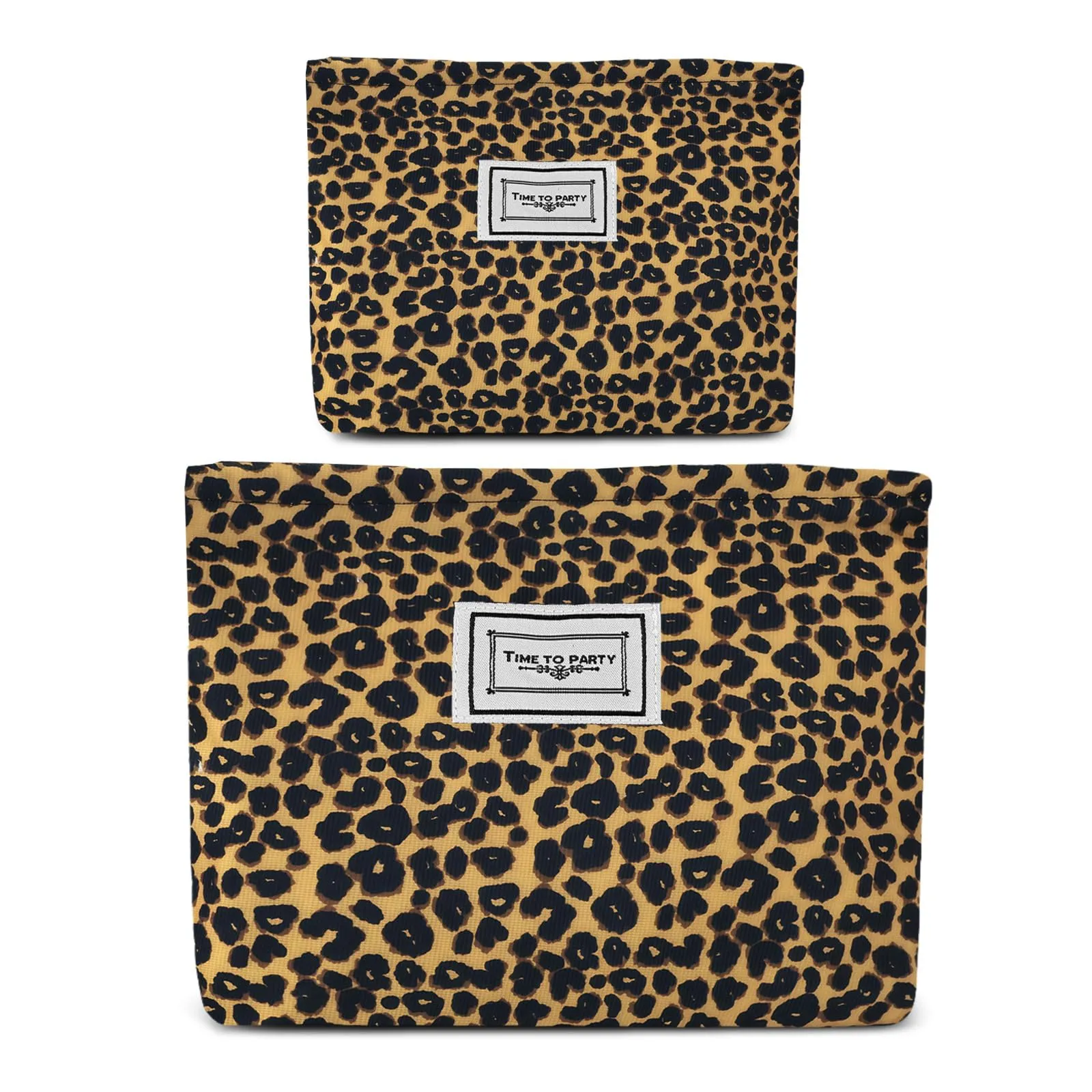 Aucuu Beauty Case da Viaggio, Set di 2 Borse per Cosmetici e Trucchi, Stampa Leopardata - immagine 8