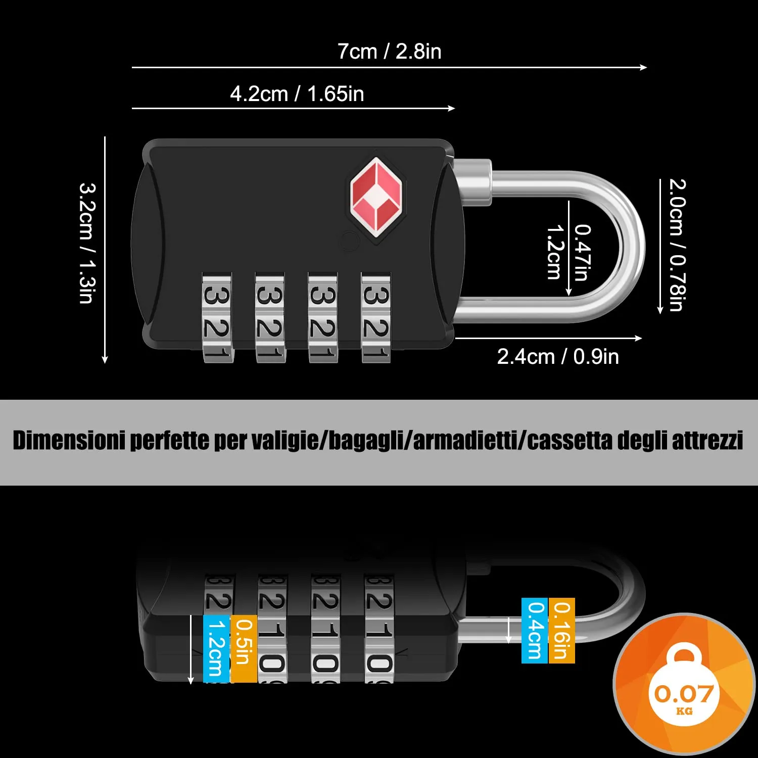 Diyife Lucchetto Valigia TSA a 4 Cifre per Armadietto - immagine 5