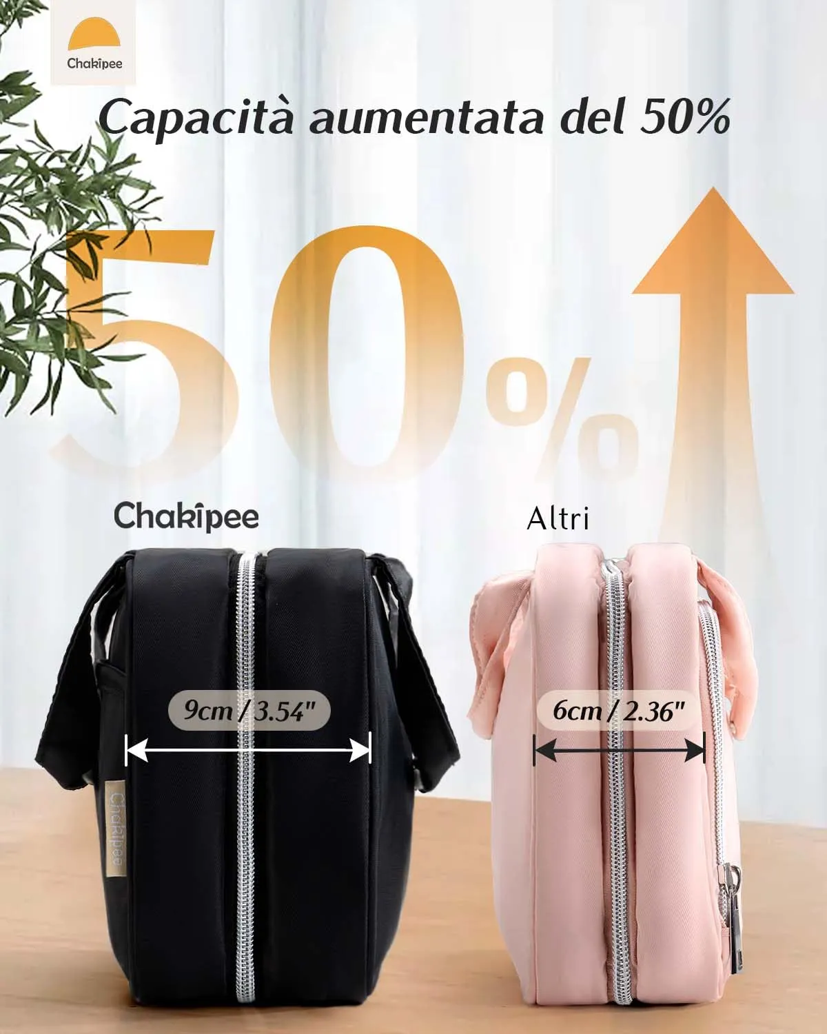 Chakipee Beauty Case da Viaggio Donna, Organizer Trucchi Impermeabile con Finestra Trasparente, Nero, Media - immagine 4