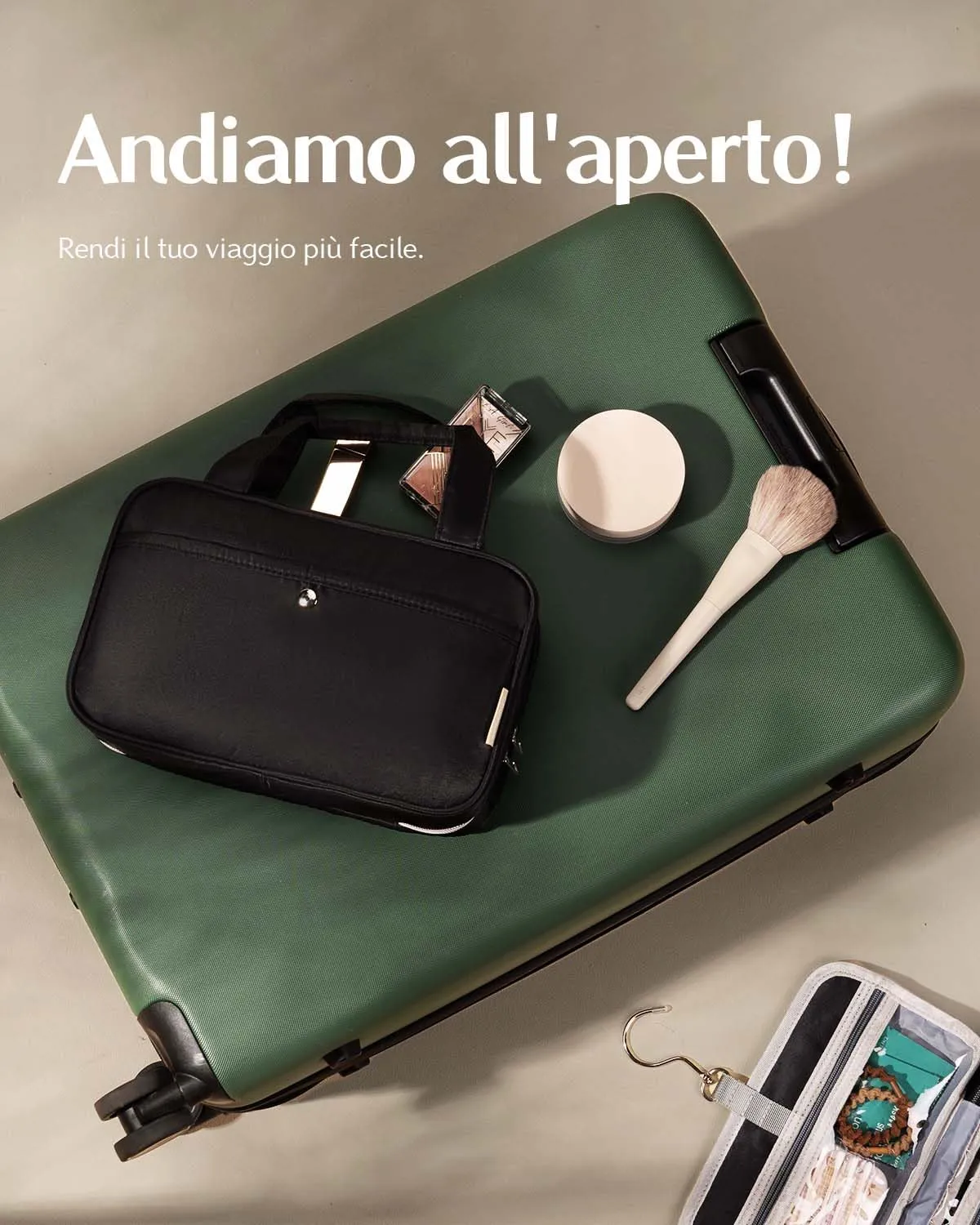 Chakipee Beauty Case da Viaggio Donna, Organizer Trucchi Impermeabile con Finestra Trasparente, Nero, Media - immagine 8