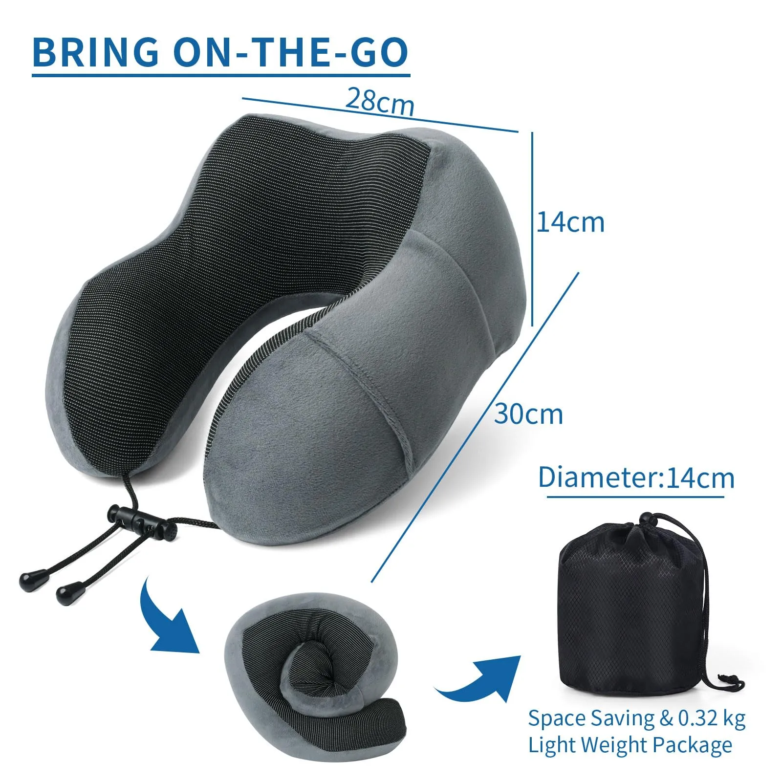 SOMLAW Set di 2 Cuscini da Viaggio per Collo in Memory Foam, Regolabili e Compatti, con Maschera per Dormire, Tappi Auricolari e Borsa per Trasporto - immagine 4