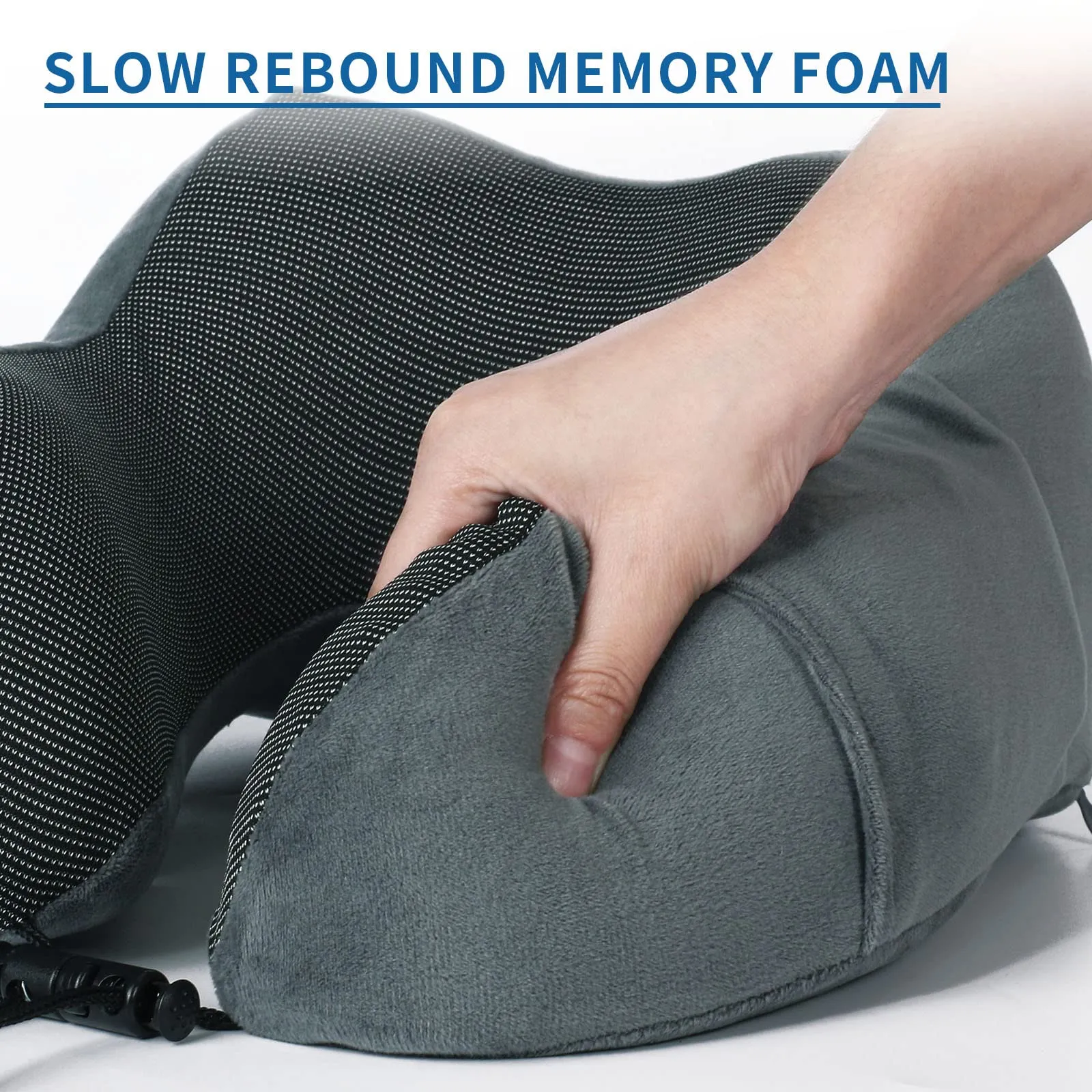 SOMLAW Set di 2 Cuscini da Viaggio per Collo in Memory Foam, Regolabili e Compatti, con Maschera per Dormire, Tappi Auricolari e Borsa per Trasporto - immagine 5