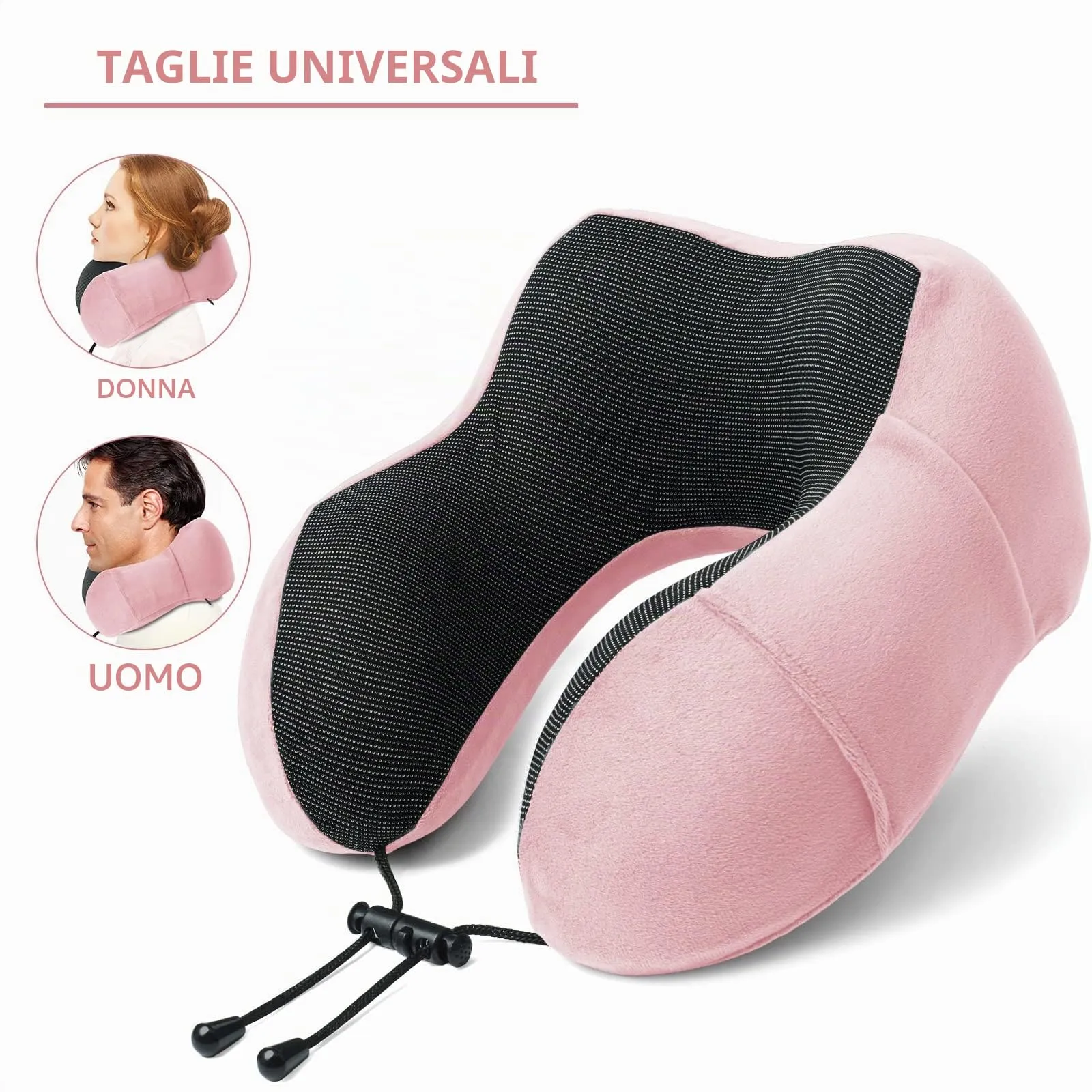 SOMLAW Set di 2 Cuscini da Viaggio per Collo in Memory Foam, Regolabili e Compatti, con Maschera per Dormire, Tappi Auricolari e Borsa per Trasporto - immagine 7