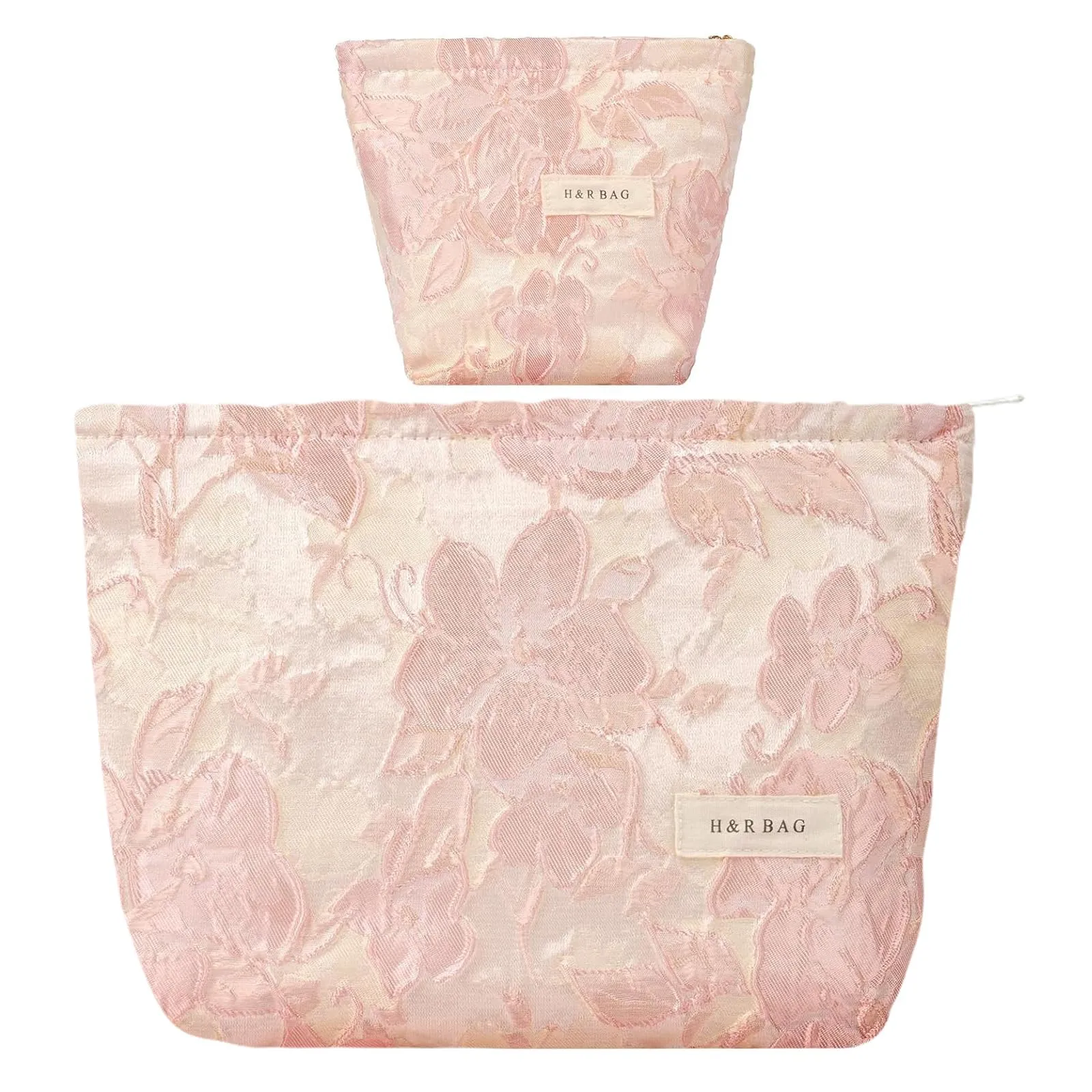 Aucuu Set di 2 Trousse Cosmetiche Ricamate Floreali, Borsa da Viaggio Multifunzionale per Trucco, 26x18cm e 17x14cm - immagine 1