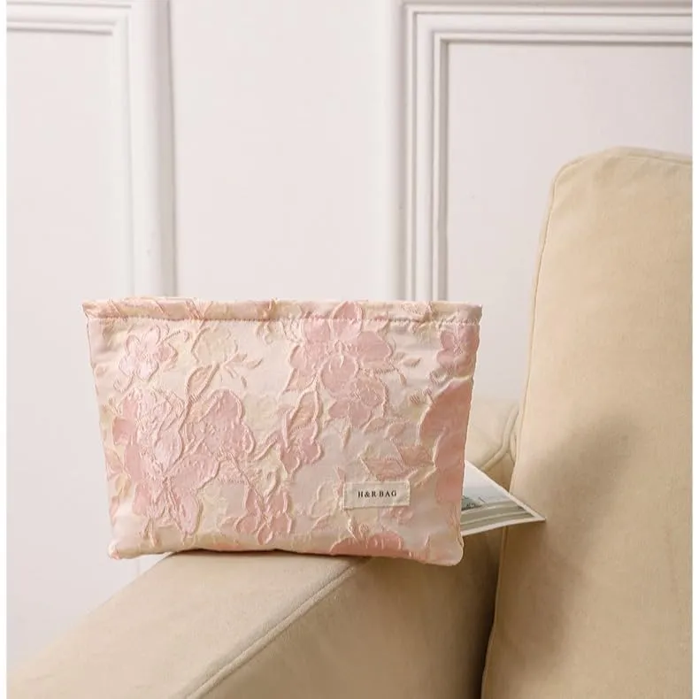 Aucuu Set di 2 Trousse Cosmetiche Ricamate Floreali, Borsa da Viaggio Multifunzionale per Trucco, 26x18cm e 17x14cm - immagine 7