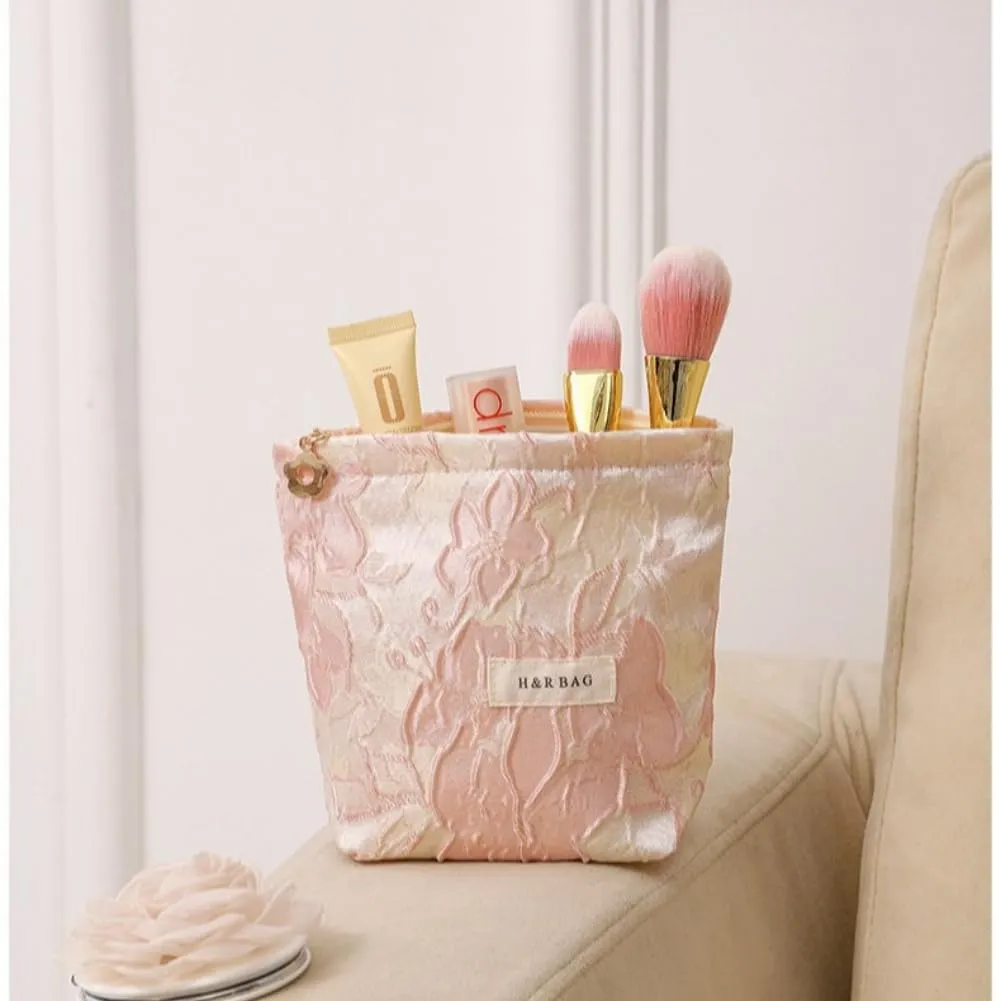 Aucuu Set di 2 Trousse Cosmetiche Ricamate Floreali, Borsa da Viaggio Multifunzionale per Trucco, 26x18cm e 17x14cm - immagine 8