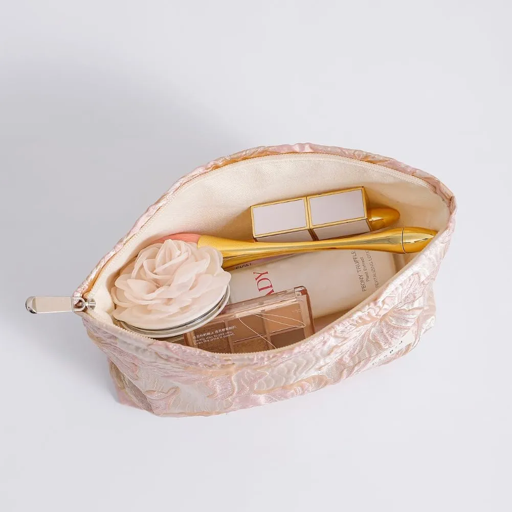 Aucuu Set di 2 Trousse Cosmetiche Ricamate Floreali, Borsa da Viaggio Multifunzionale per Trucco, 26x18cm e 17x14cm - immagine 9
