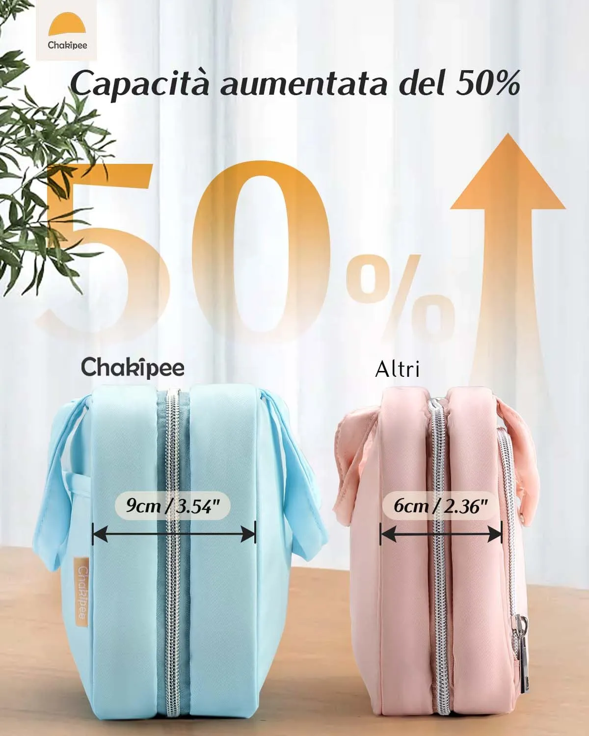 Chakipee Beauty Case da Viaggio Donna, Organizer Trucchi Impermeabile con Finestra Trasparente, Blu, Media - immagine 4