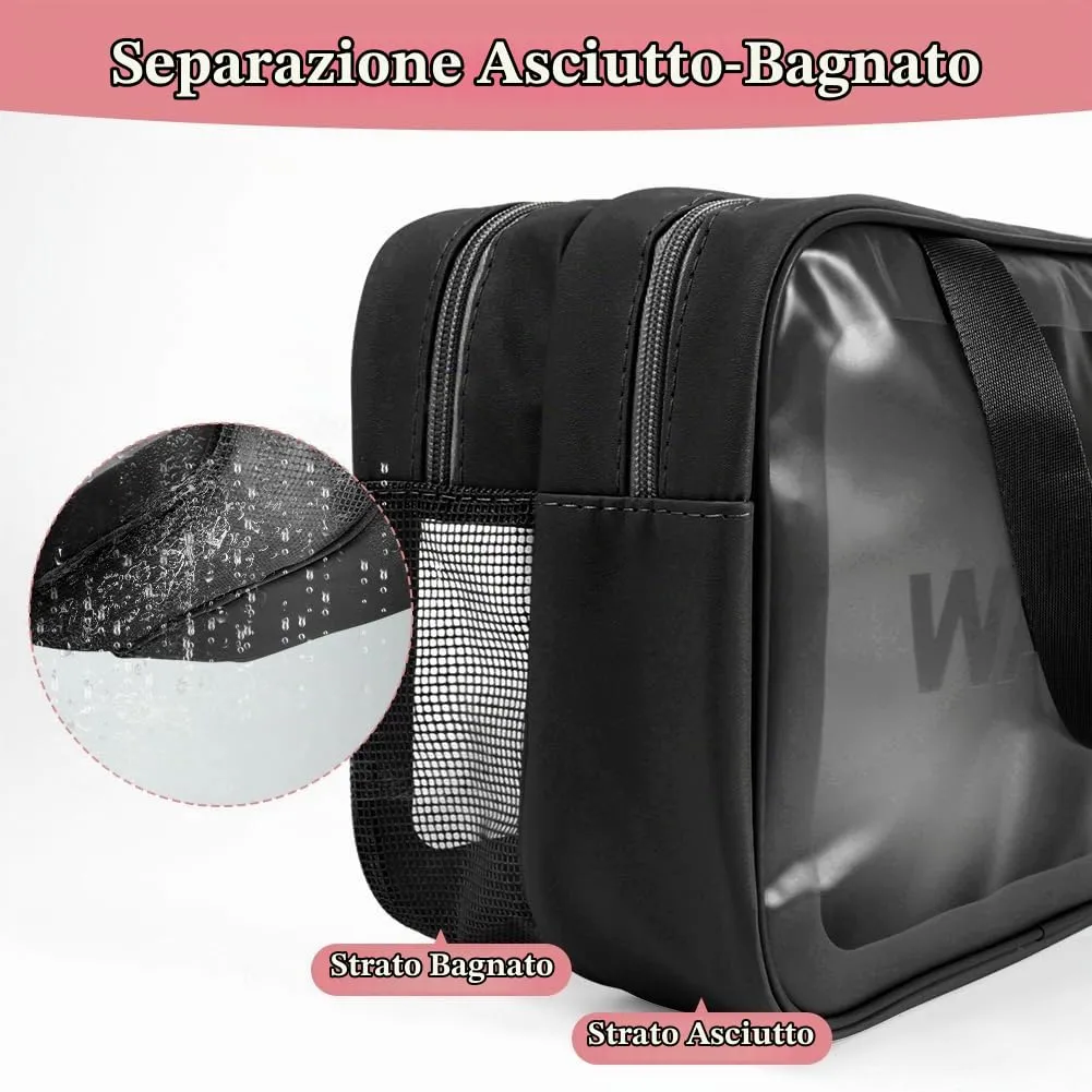 Aucuu Borse Da Toilette Trasparente in PVC e PU Impermeabile - immagine 4