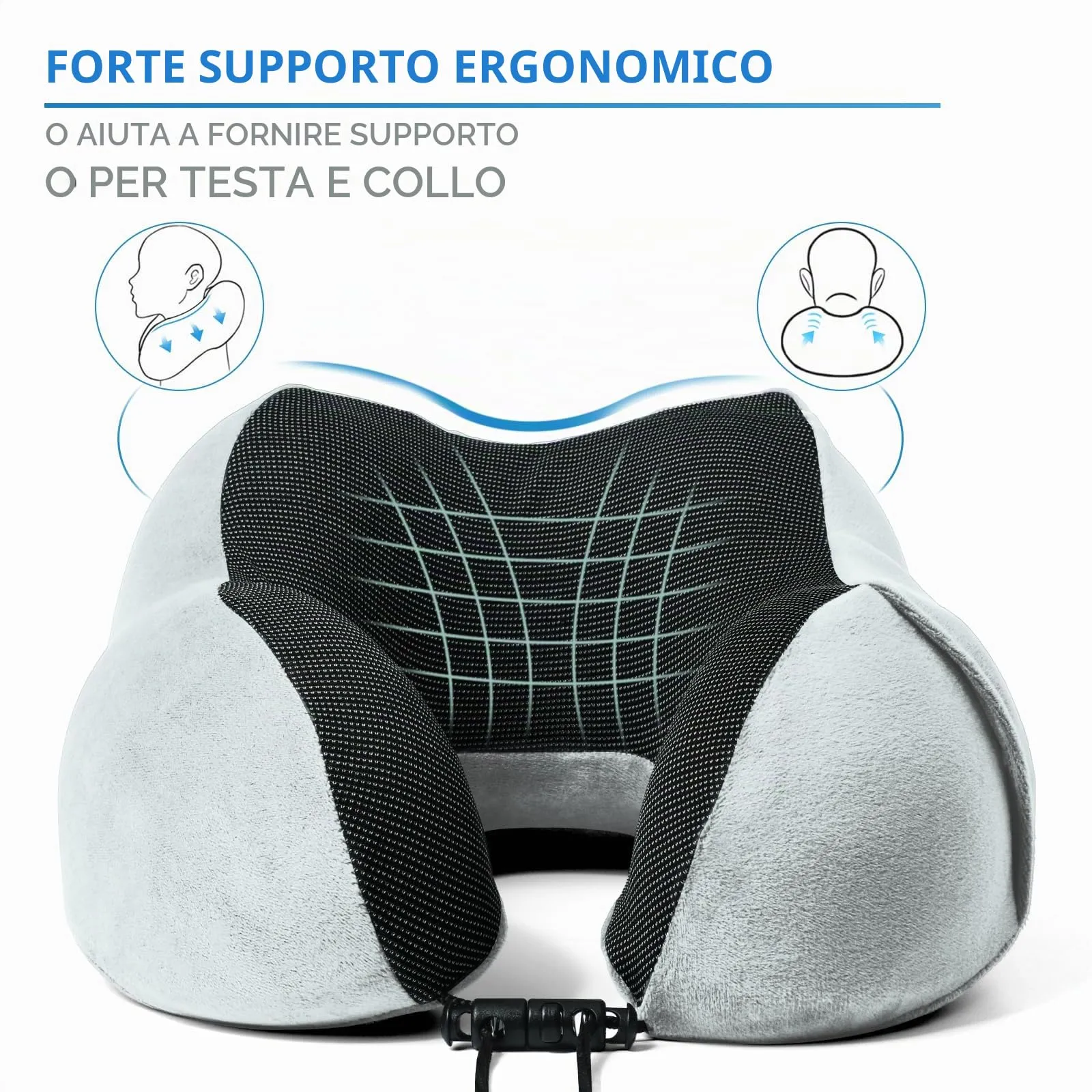 SOMLAW Cuscino da Viaggio per Collo in Memory Foam Regolabile, Set di 2 con Maschera per Dormire, Tappi Auricolari e Borsa per Trasporto - immagine 3