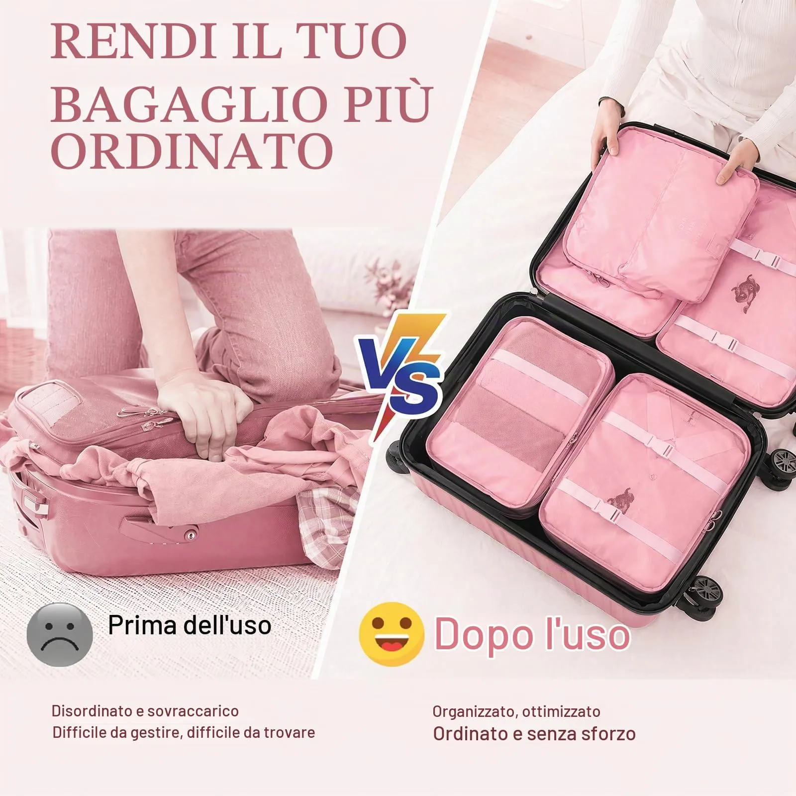 ZOVRIXIA Organizer Valigia Set 15 Pezzi, Packing Cubes e Divisori Accessori Viaggio - immagine 6