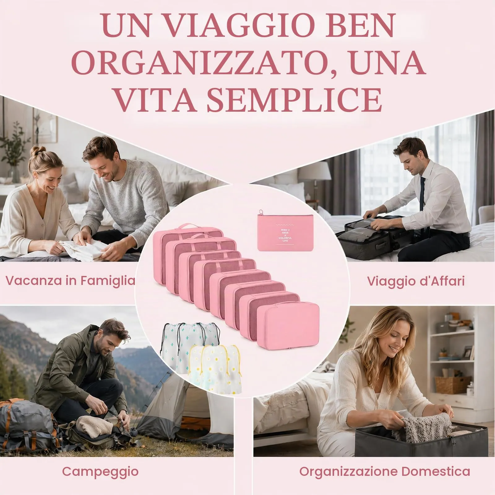 ZOVRIXIA Organizer Valigia Set 15 Pezzi, Packing Cubes e Divisori Accessori Viaggio - immagine 7