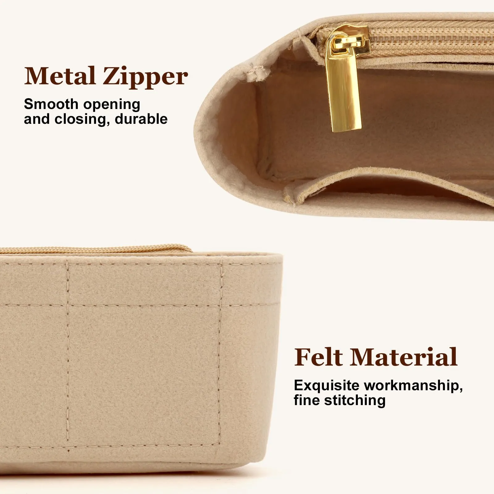 AIDUCHO Organizer in feltro per Longchamp Le Pliage Mini, Beige - immagine 4