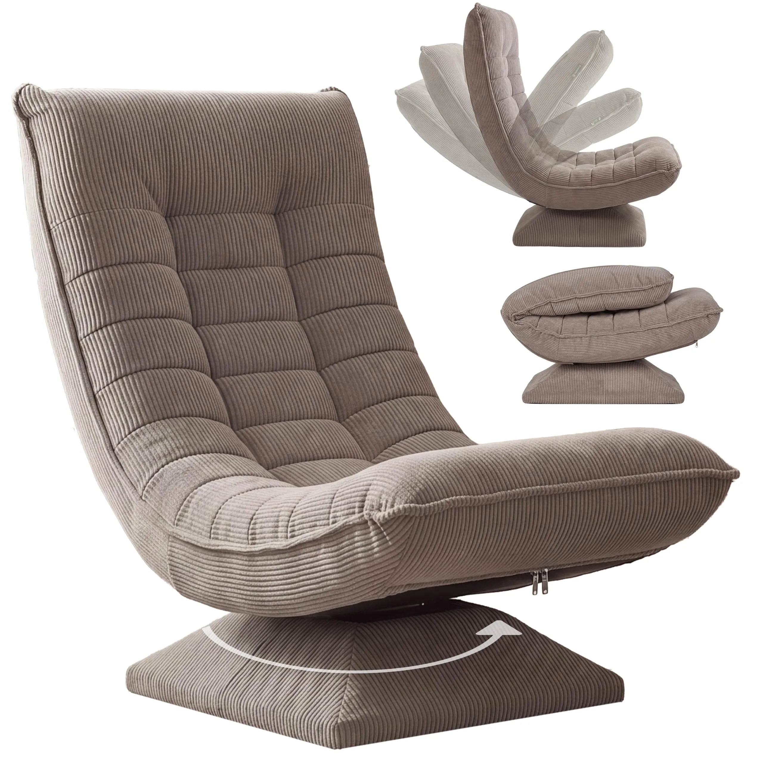 Casaria Poltrona Relax Aberdeen con Schienale Regolabile, Cord Tortora - immagine 1