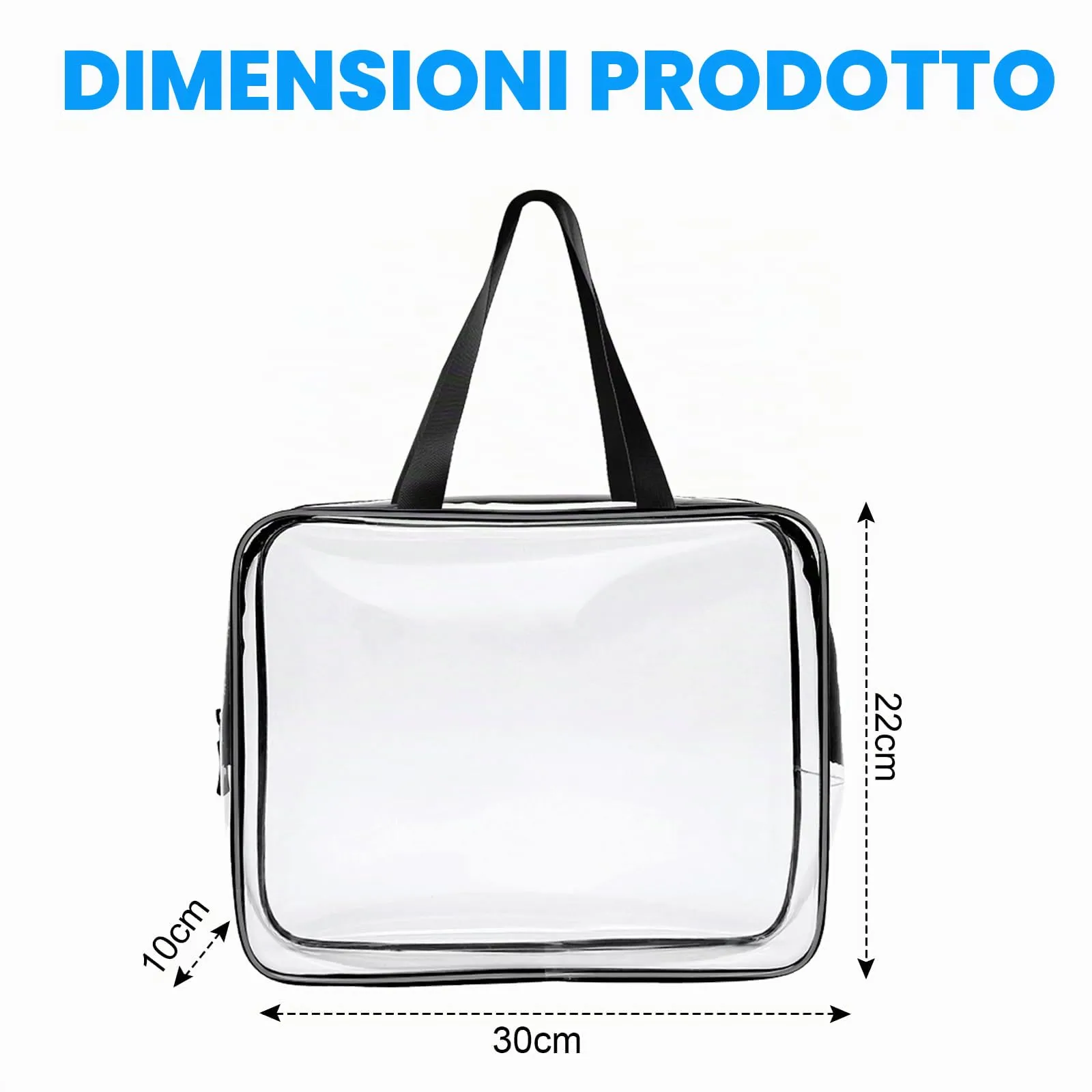 Aucuu Beauty Case Trasparente, 2 Pezzi Borse da Toilette Impermeabili da Viaggio - immagine 2