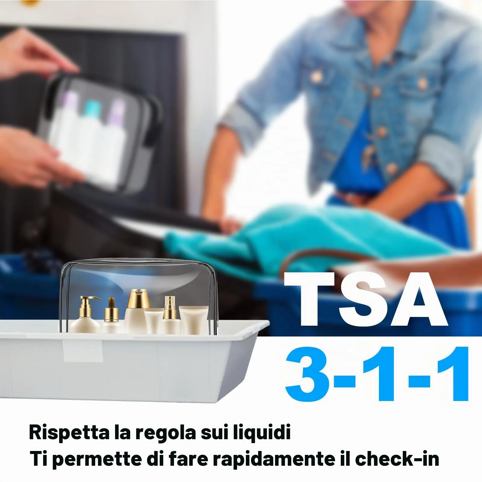 Aucuu Beauty Case Trasparente, 2 Pezzi Borse da Toilette Impermeabili da Viaggio - immagine 5