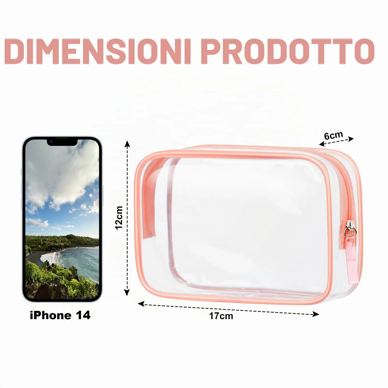 Aucuu Borsa Beauty Case Trasparente, 2 Pezzi, Borse da Viaggio Impermeabili in PVC - immagine 2