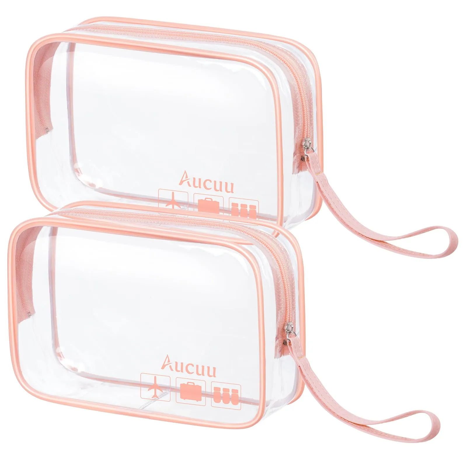 Aucuu Beauty Case Trasparente, 2 Pezzi Borse da Toilette Impermeabili da Viaggio - immagine 1