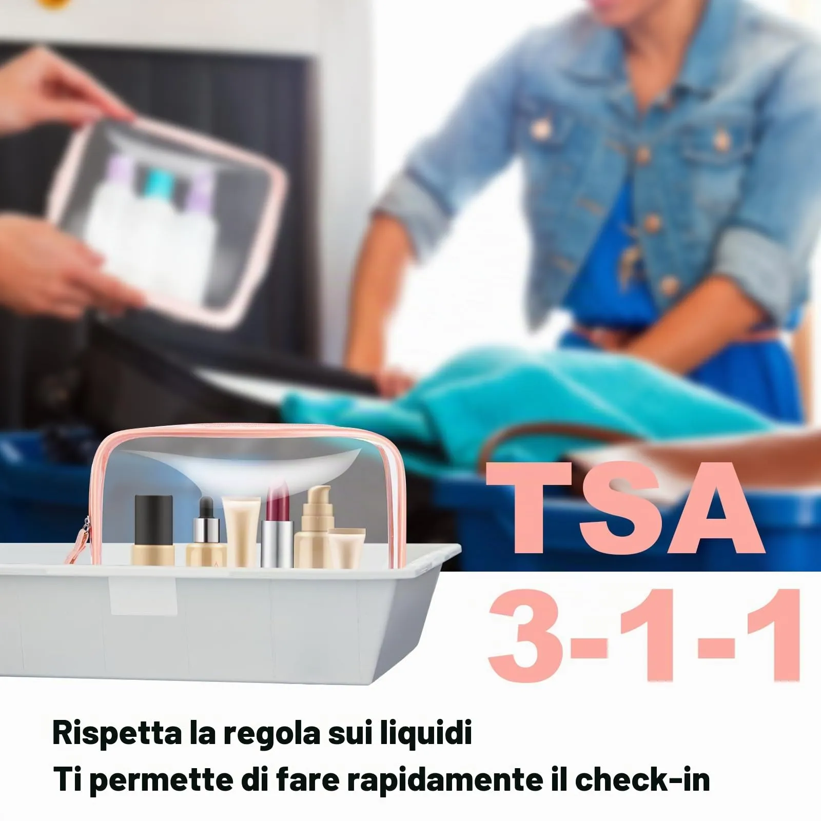 Aucuu Beauty Case Trasparente, 2 Pezzi Borse da Toilette Impermeabili da Viaggio - immagine 5